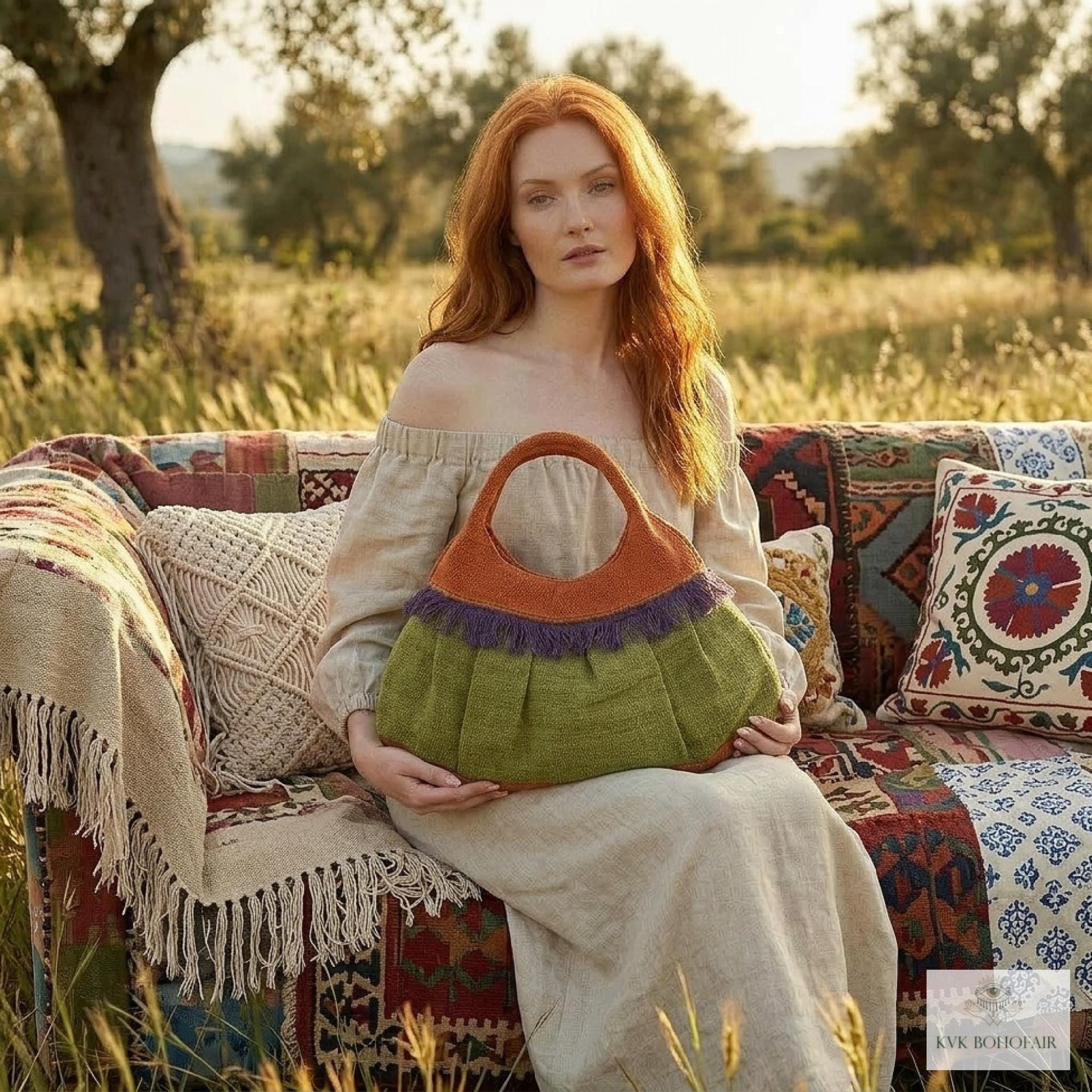 Colorful Hemp Handbag - Eco-friendly Hobo Bag