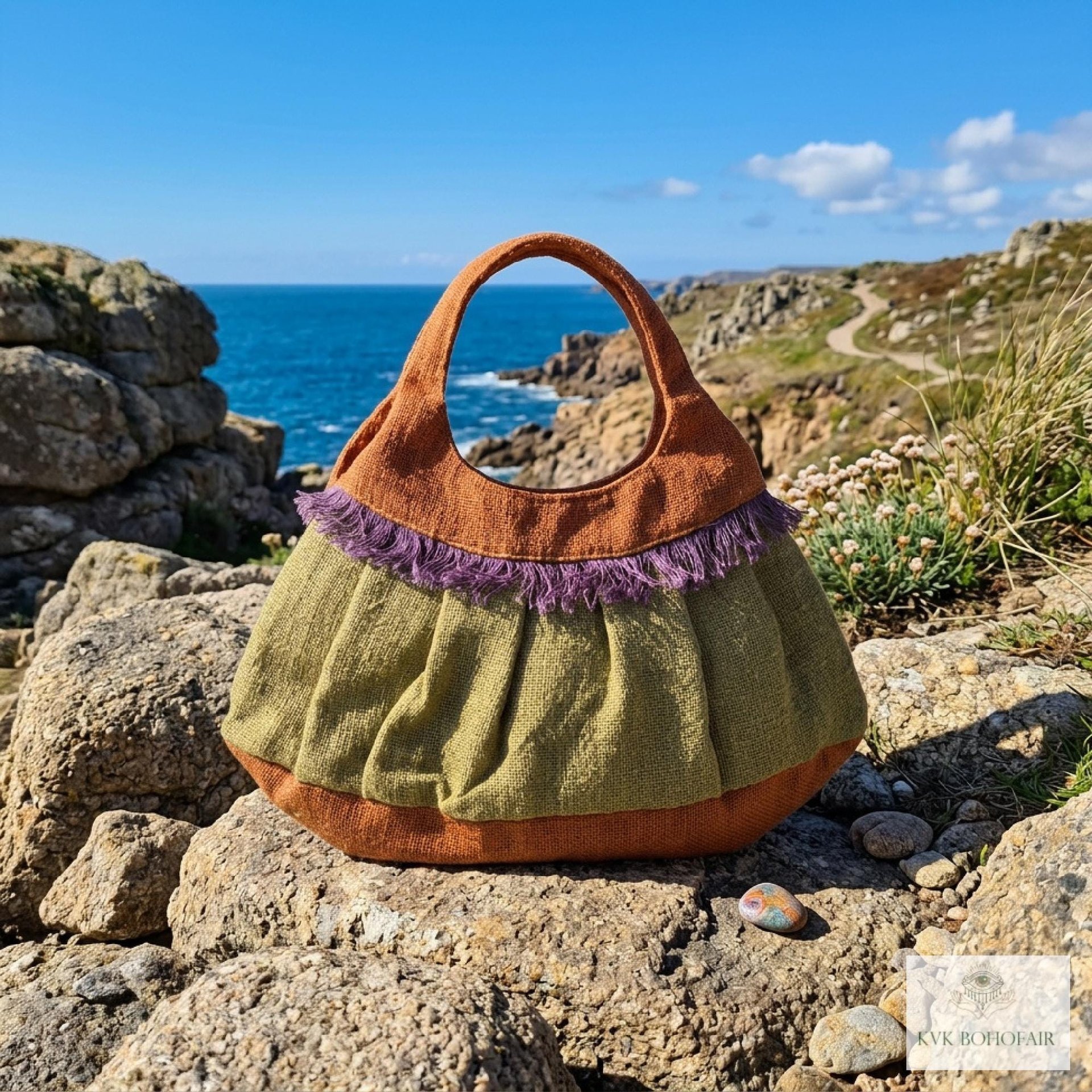 Colorful Hemp Handbag - Eco-friendly Hobo Bag