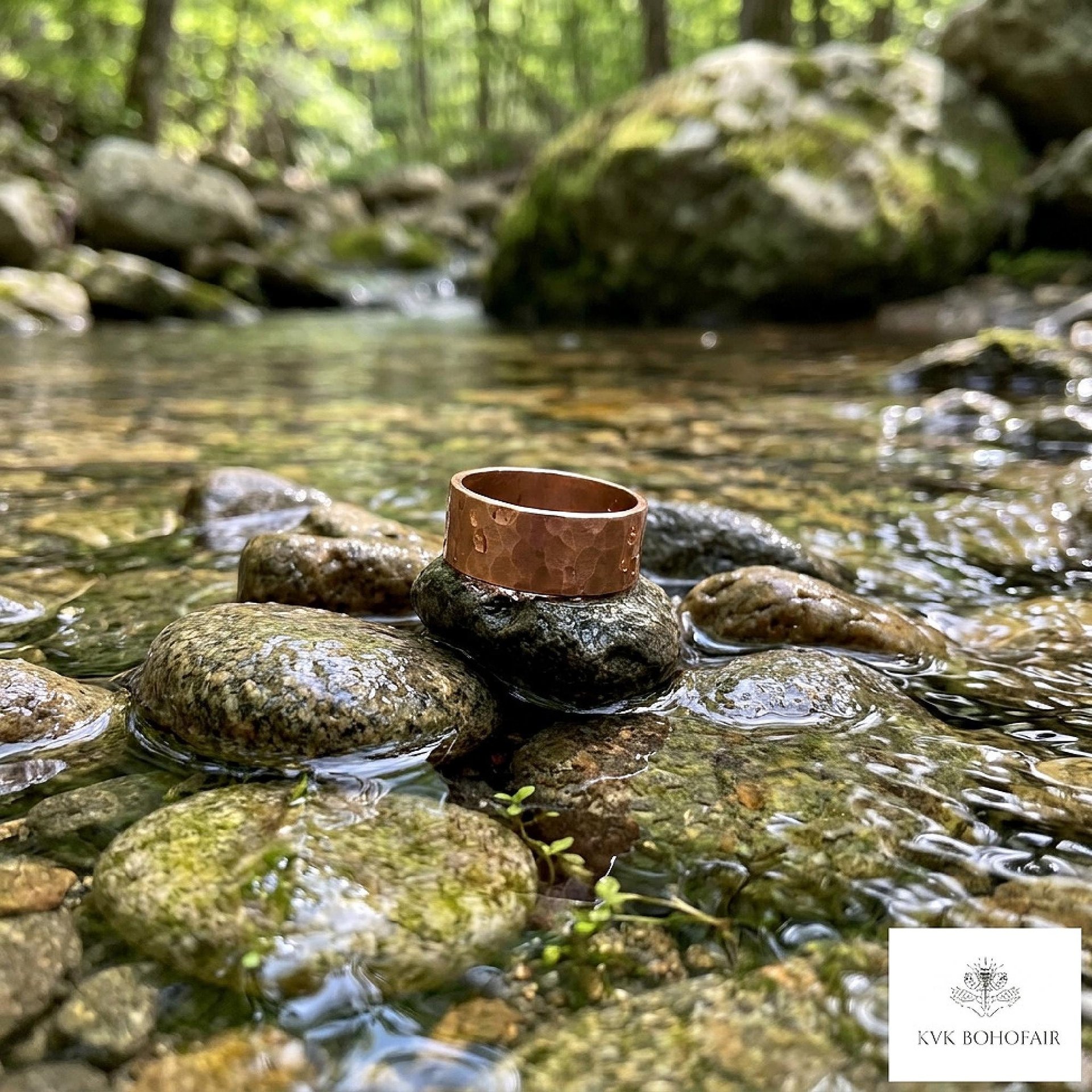 Handcrafted Brass Hammered Ring - Rustic Open-Back Band, Unique Boho Style Jewelry