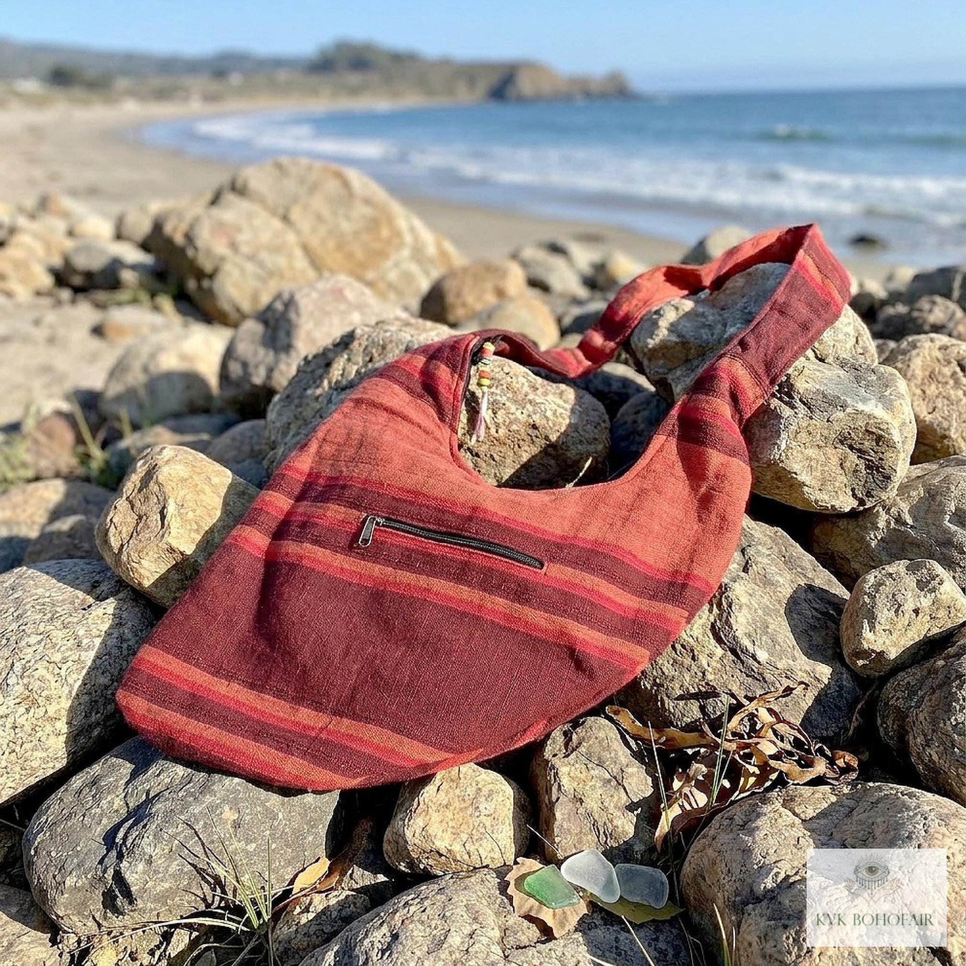 Striped Crossbody Bag - Summer Boho Sling Bag