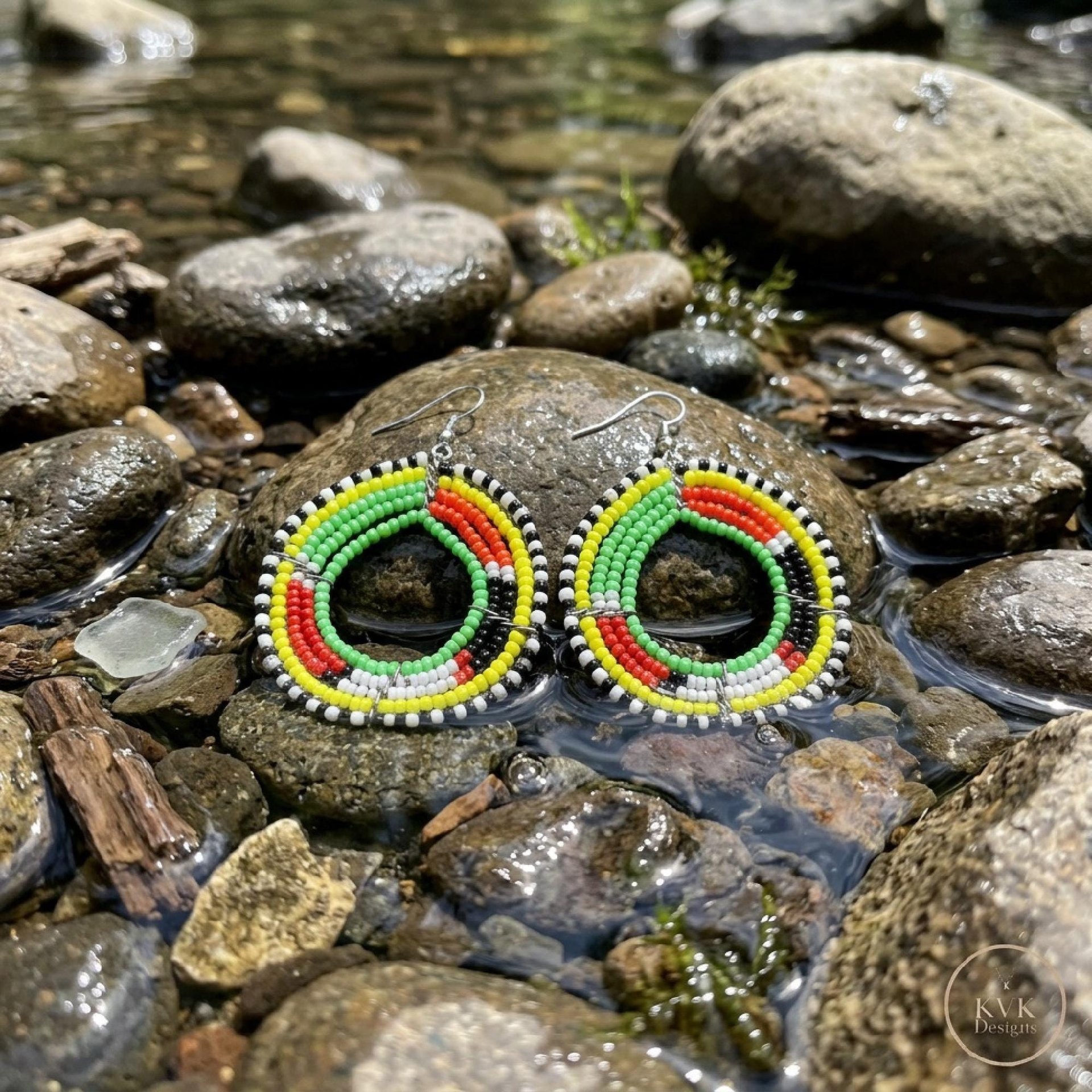 Colorful Round Maasai Beaded Earrings - Statement African Earrings