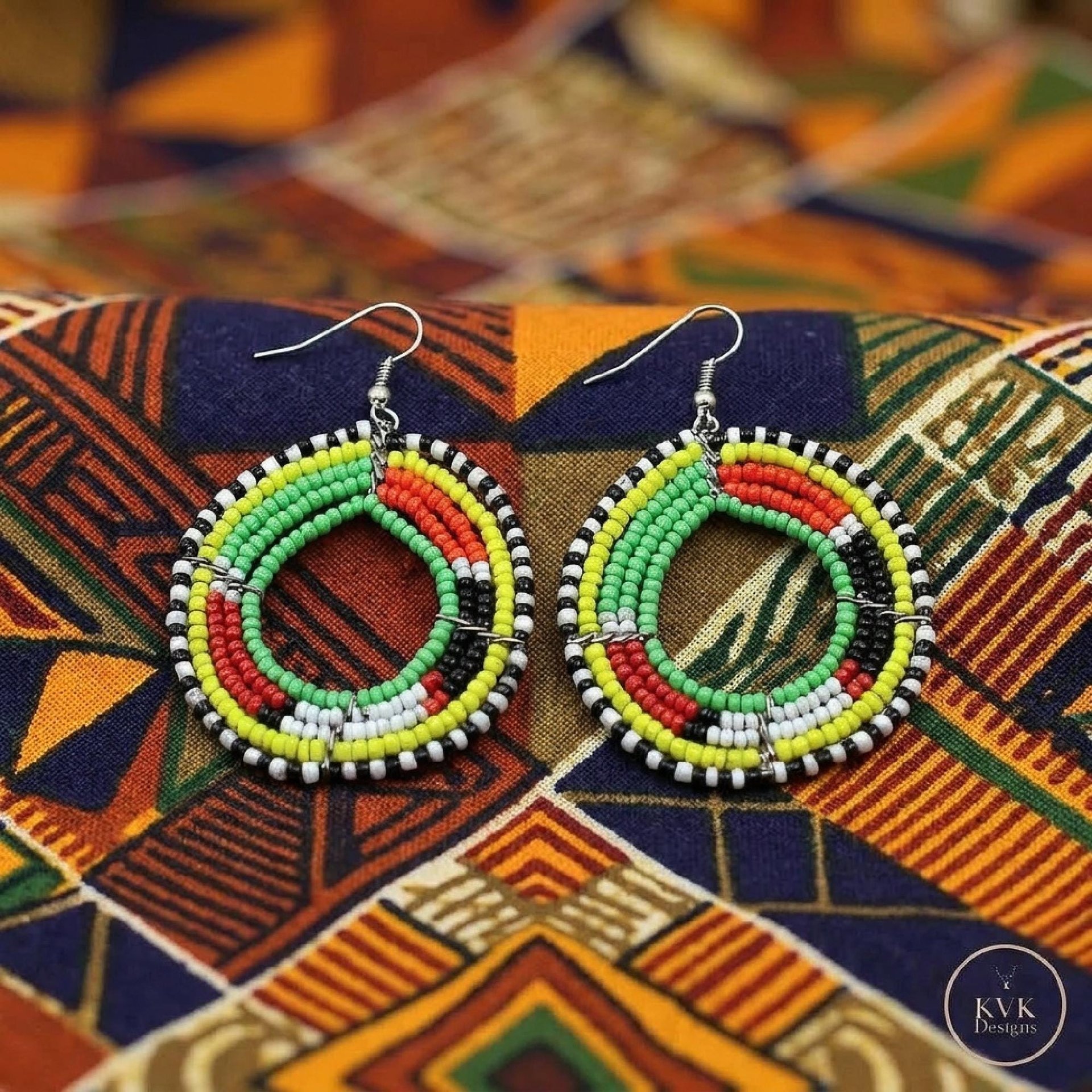 Colorful Round Maasai Beaded Earrings - Statement African Earrings