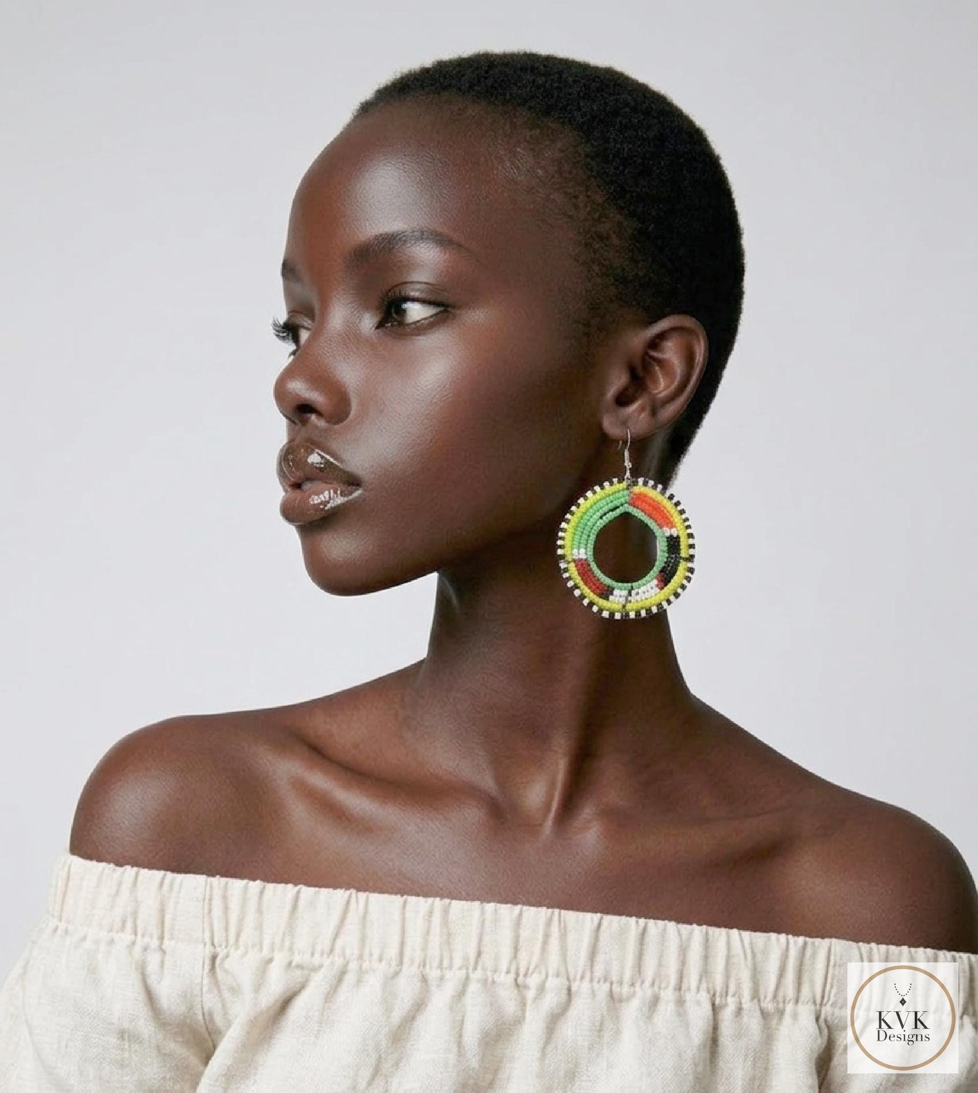 Colorful Round Maasai Beaded Earrings - Statement African Earrings