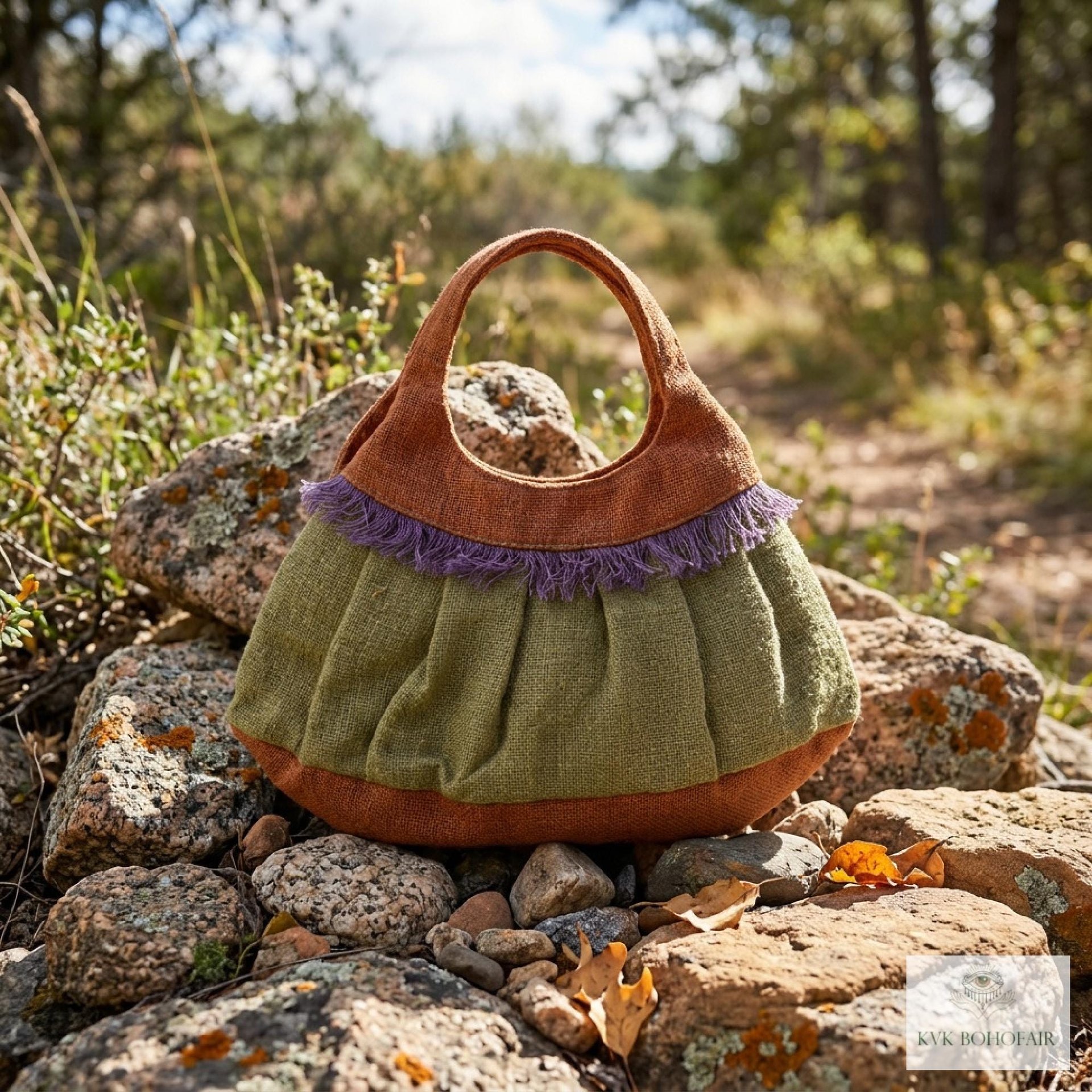 Colorful Hemp Handbag - Eco-friendly Hobo Bag