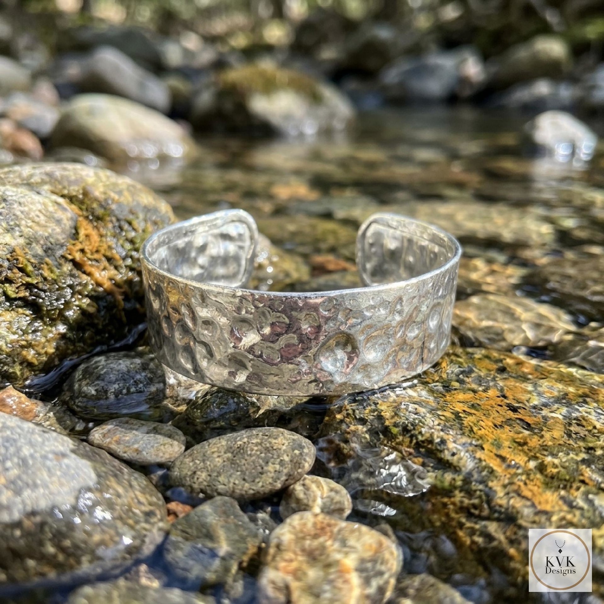 Hammered Silver Cuff Bracelet: Boho Bohemian Jewelry