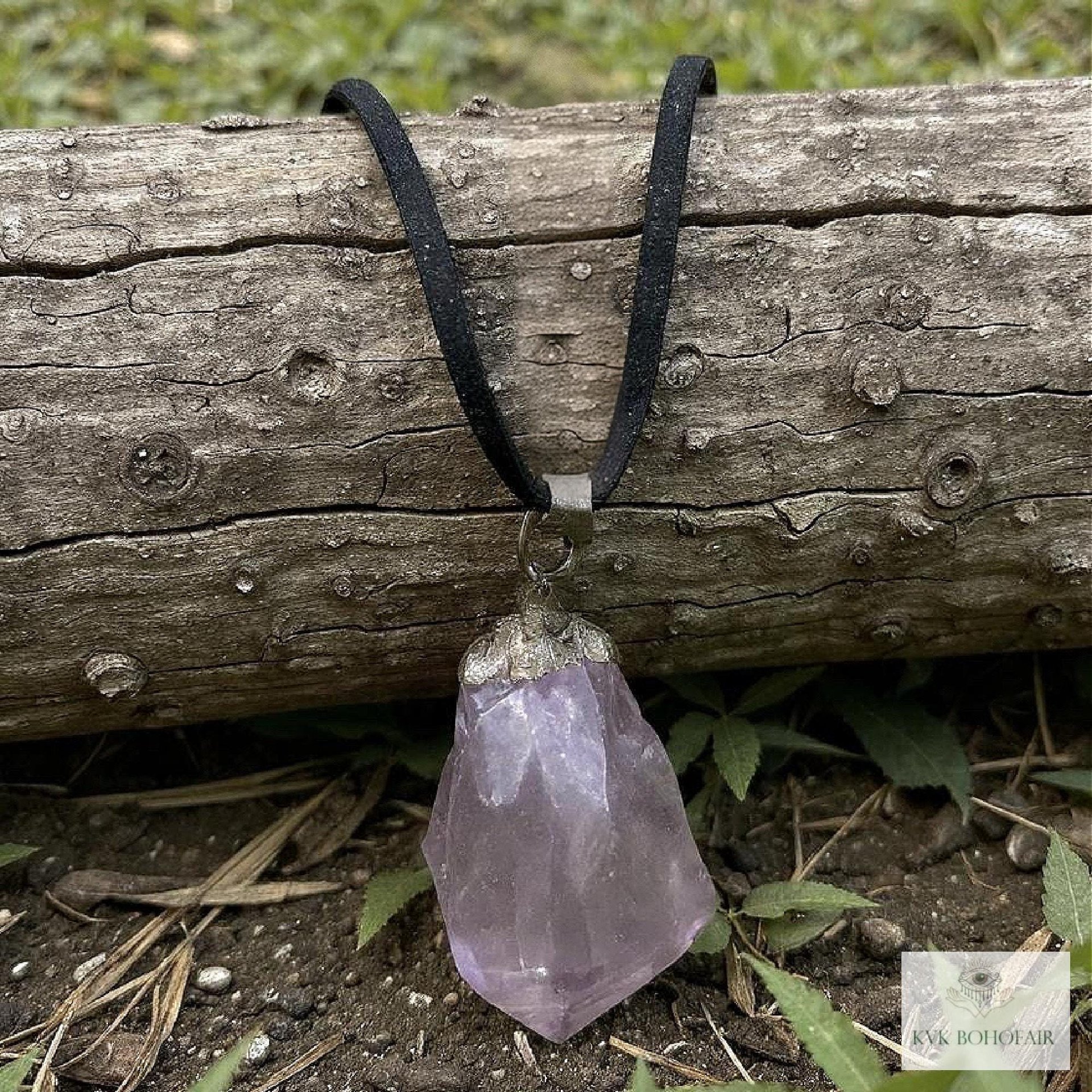 Handcrafted Amethyst Point Pendant - Boho Necklace, Gemstone Jewelry