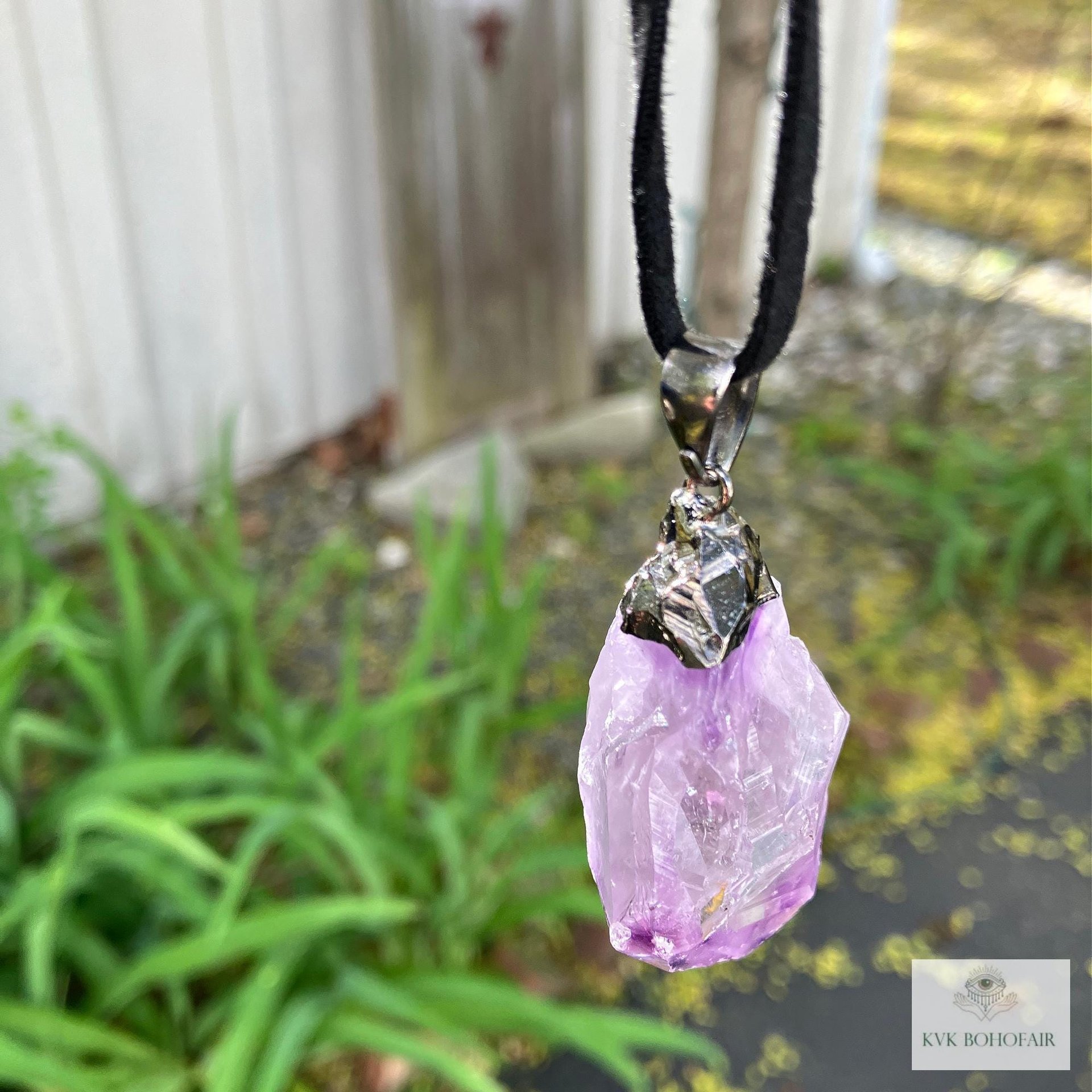 Handcrafted Amethyst Point Pendant - Boho Necklace, Gemstone Jewelry