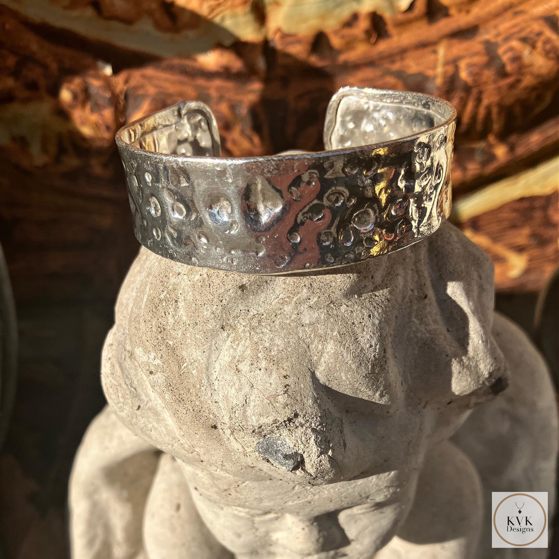 Hammered Silver Cuff Bracelet: Boho Bohemian Jewelry