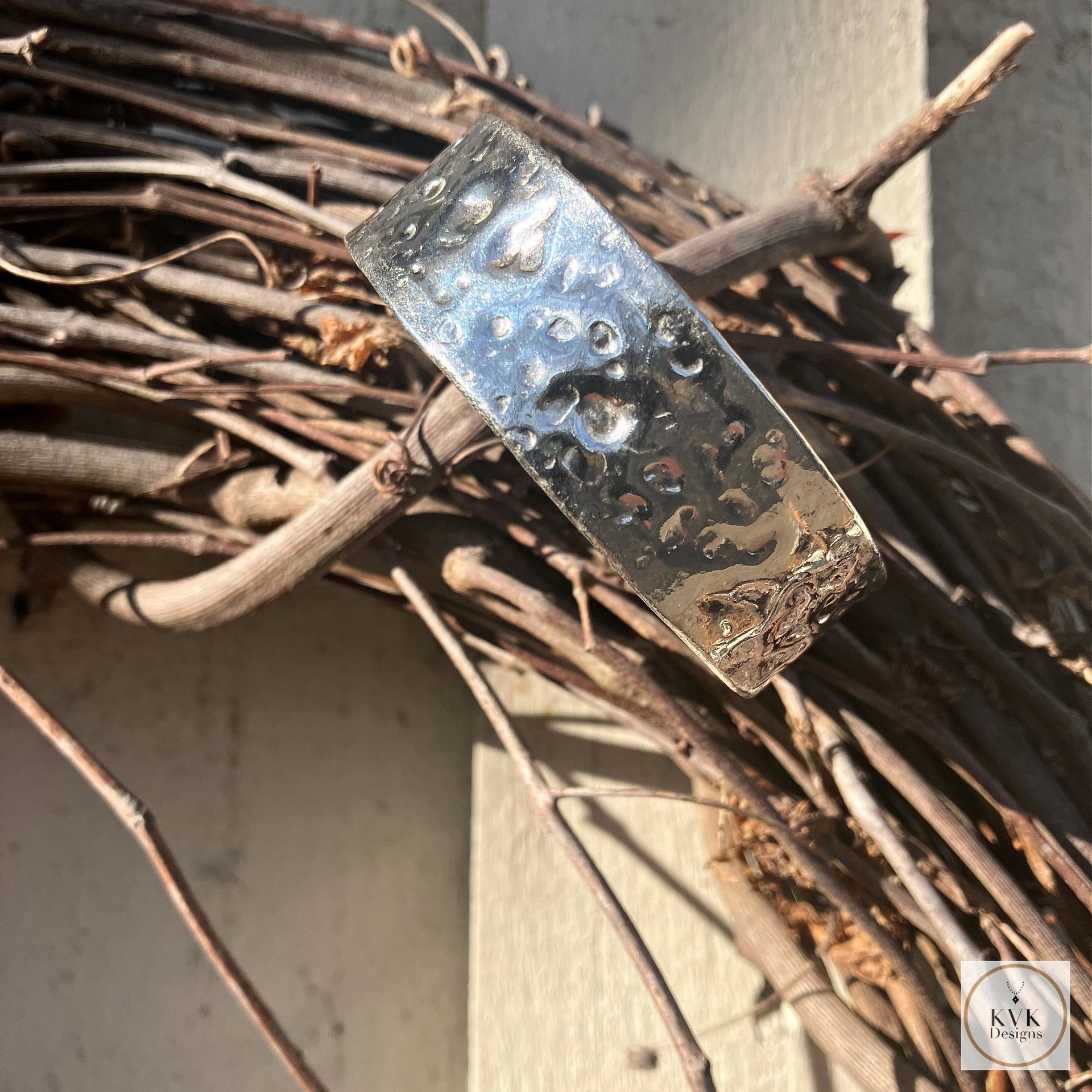 Hammered Silver Cuff Bracelet: Boho Bohemian Jewelry