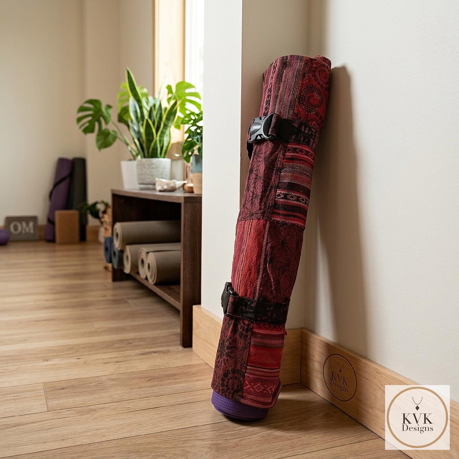 Handcrafted Patchwork Yoga Mat Bag – Boho Cotton Gym Tote, Support Nepal Artisans