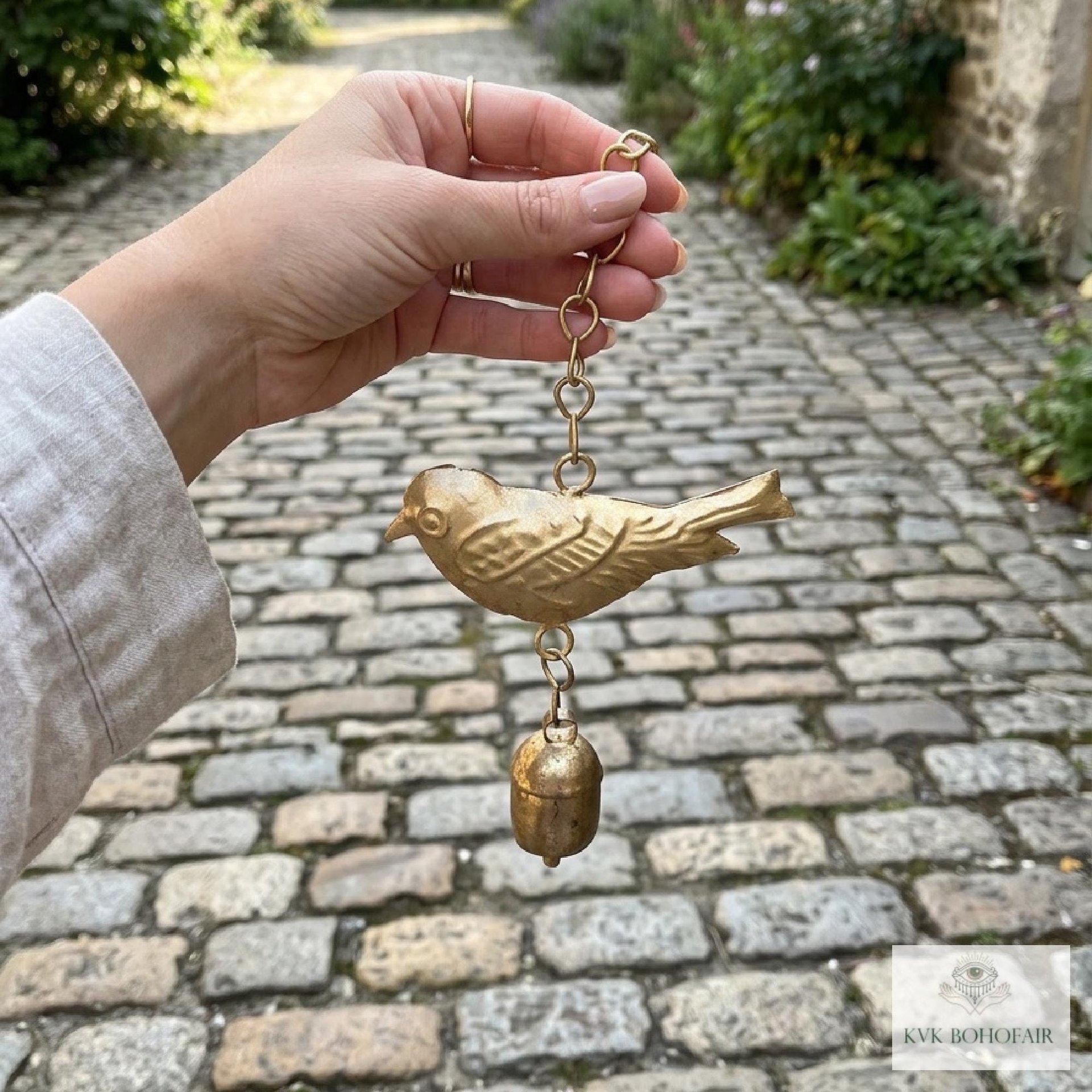 Handcrafted Bird Wind Bell Chime - Rustic Metal Art for Garden & Home Decor
