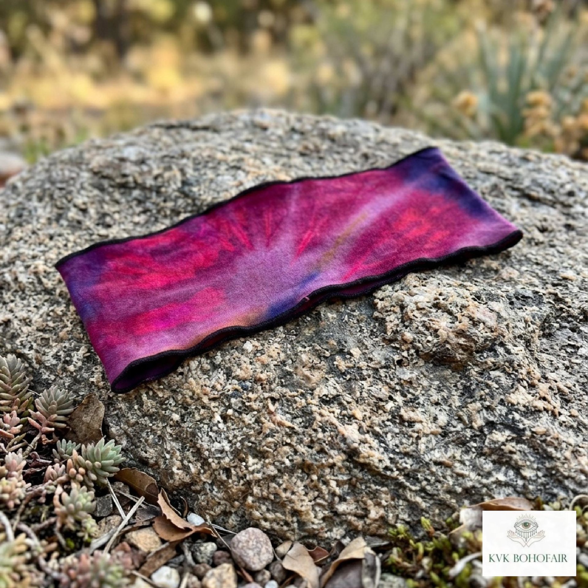Boho Tie Dye Headband – Wide Yoga Running Sweatband, Hippie Hair Accessory