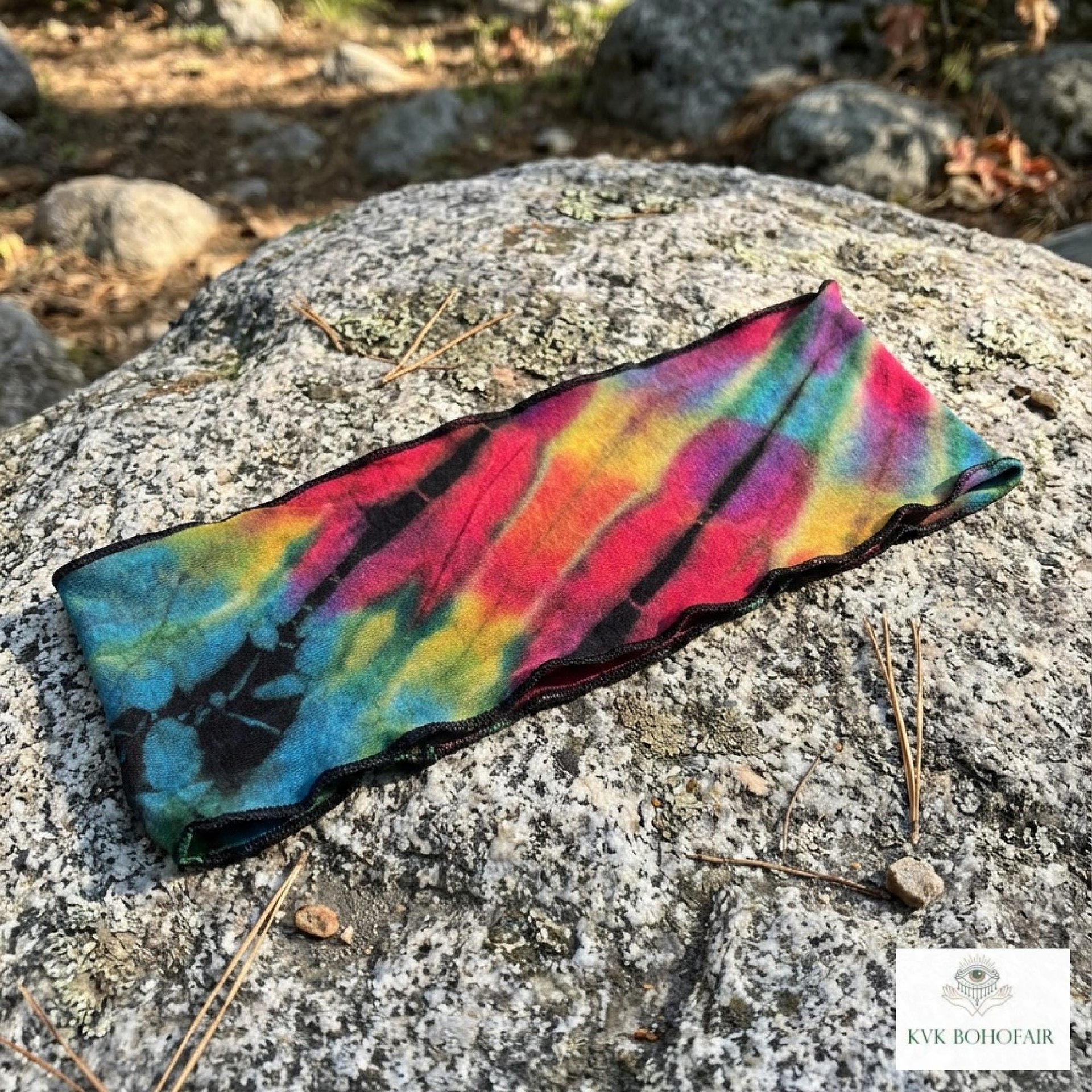 Boho Tie Dye Headband – Wide Yoga Running Sweatband, Hippie Hair Accessory