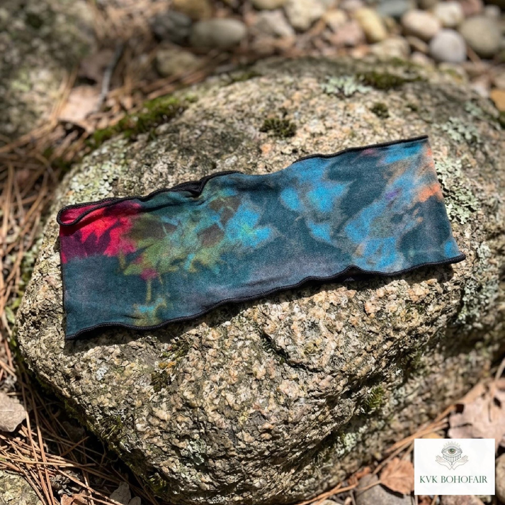 Boho Tie Dye Headband – Wide Yoga Running Sweatband, Hippie Hair Accessory