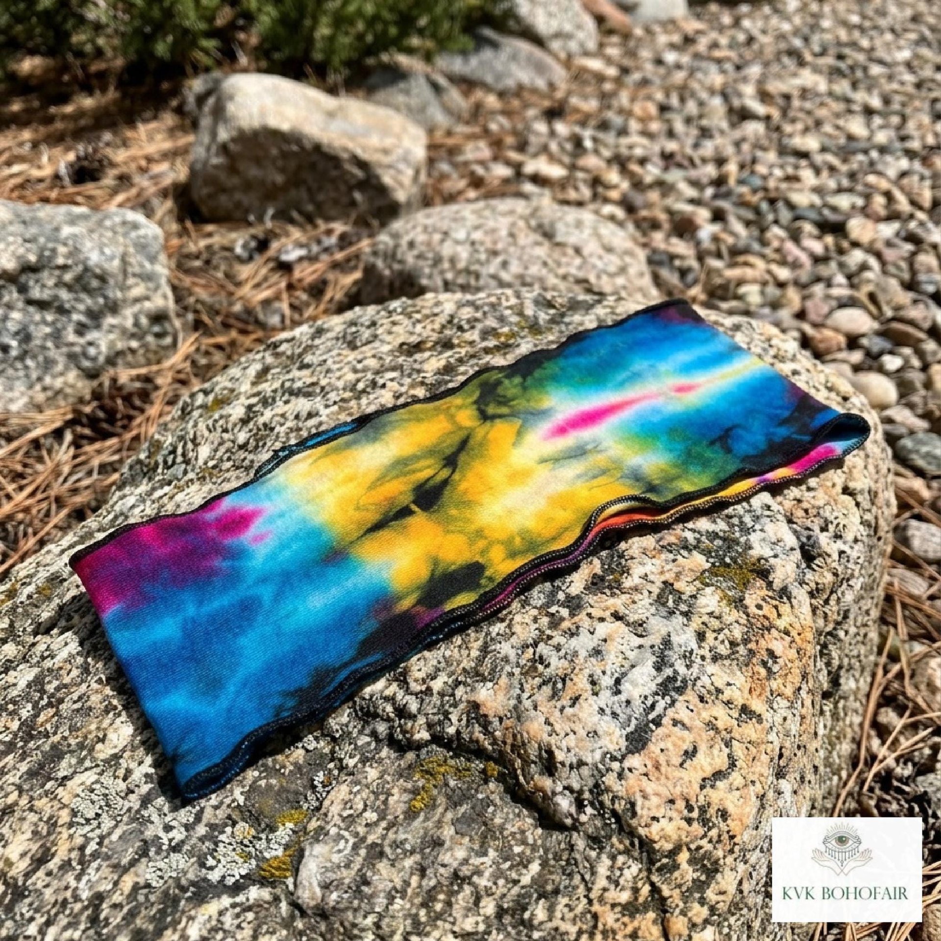 Boho Tie Dye Headband – Wide Yoga Running Sweatband, Hippie Hair Accessory