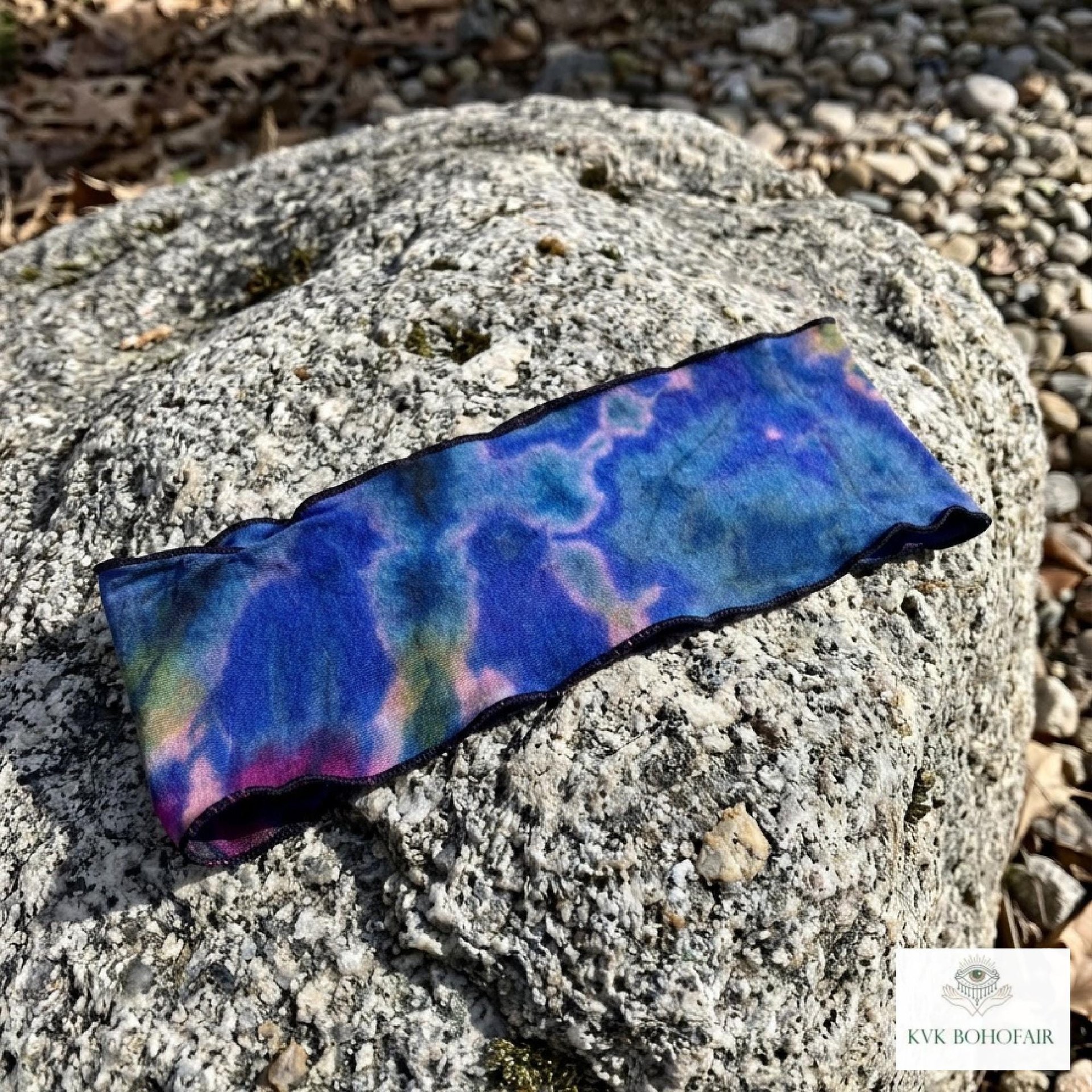 Boho Tie Dye Headband – Wide Yoga Running Sweatband, Hippie Hair Accessory