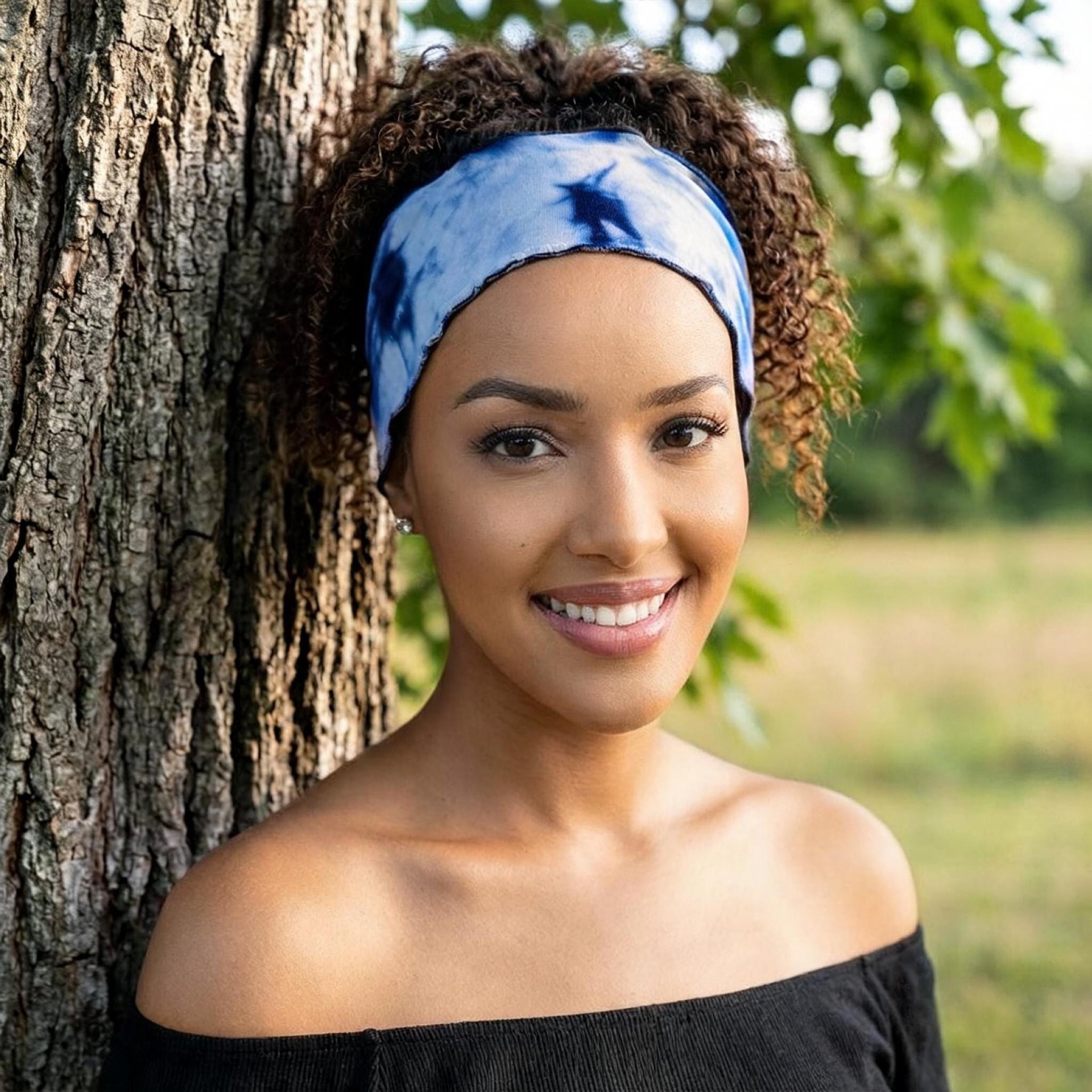 Boho Tie Dye Headband – Wide Yoga Running Sweatband, Hippie Hair Accessory