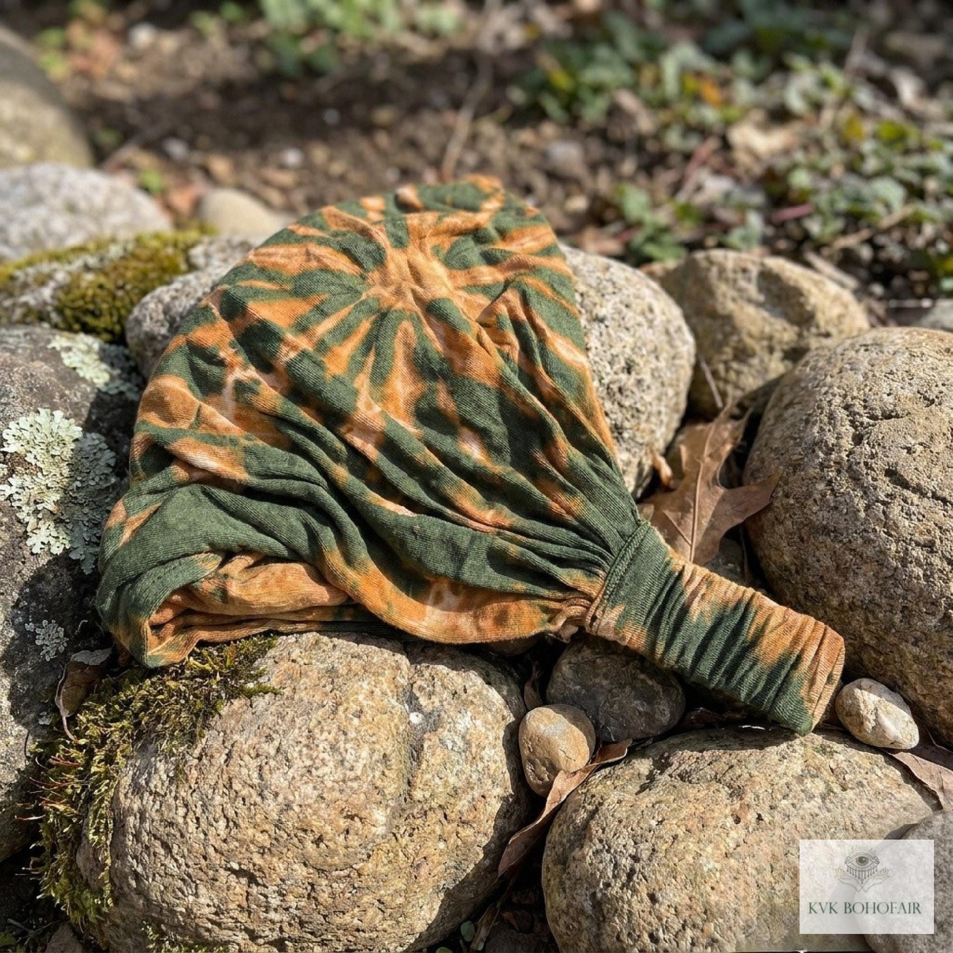 Green Tie-Dye Boho Headband -  Stylish Bohemian Headwrap, Headbands for Women