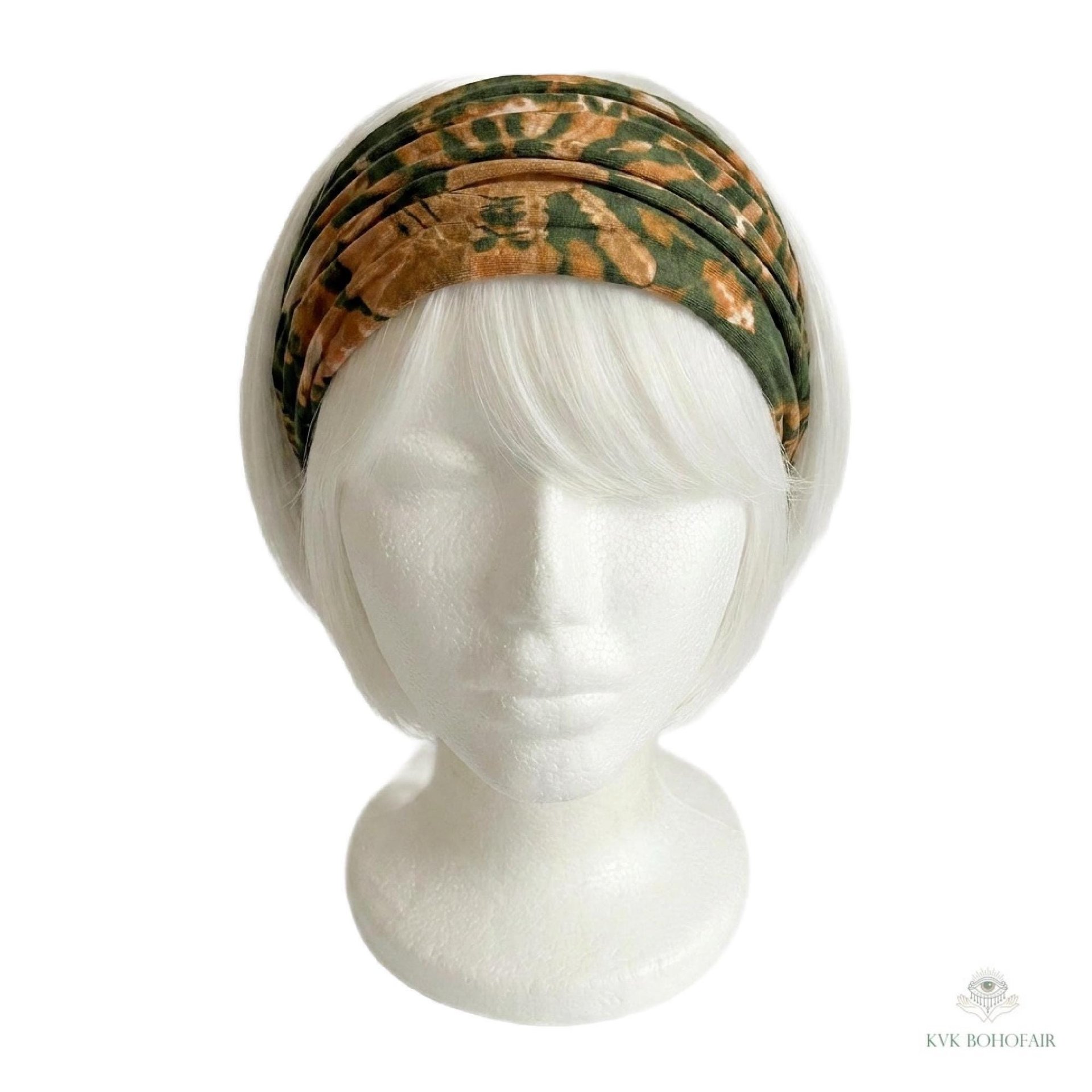 Green Tie-Dye Boho Headband -  Stylish Bohemian Headwrap, Headbands for Women