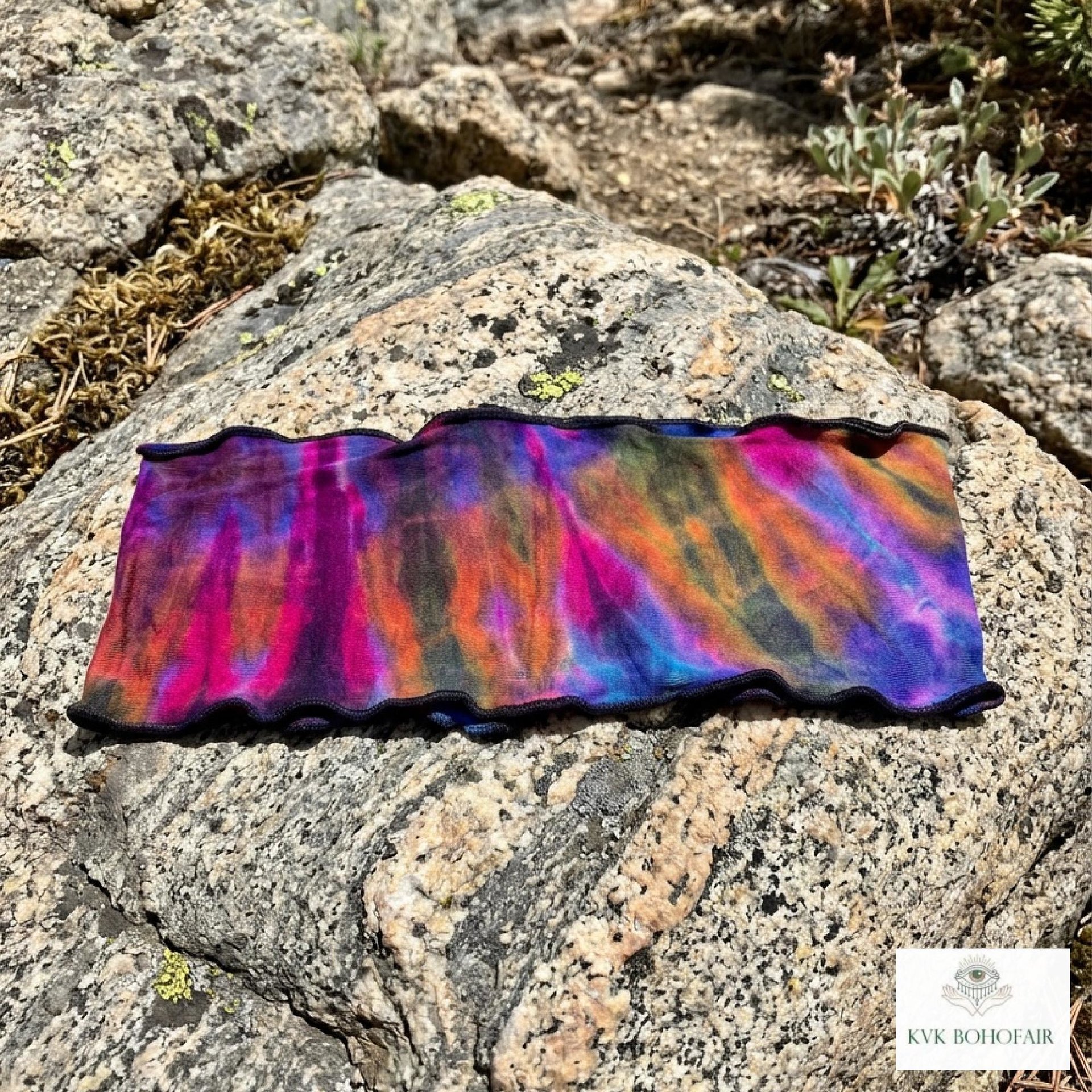 Boho Tie Dye Headband – Wide Yoga Running Sweatband, Hippie Hair Accessory
