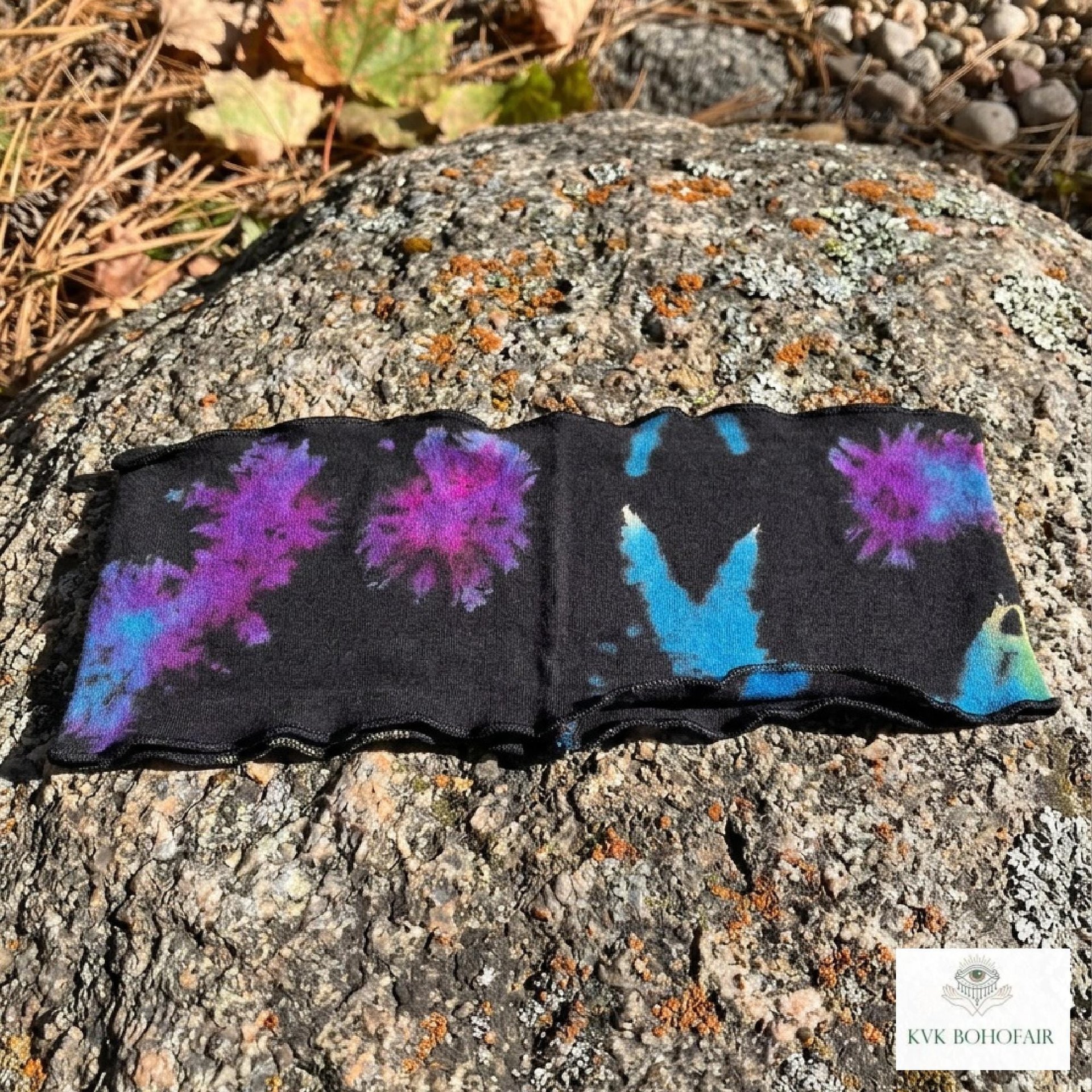 Boho Tie Dye Headband – Wide Yoga Running Sweatband, Hippie Hair Accessory