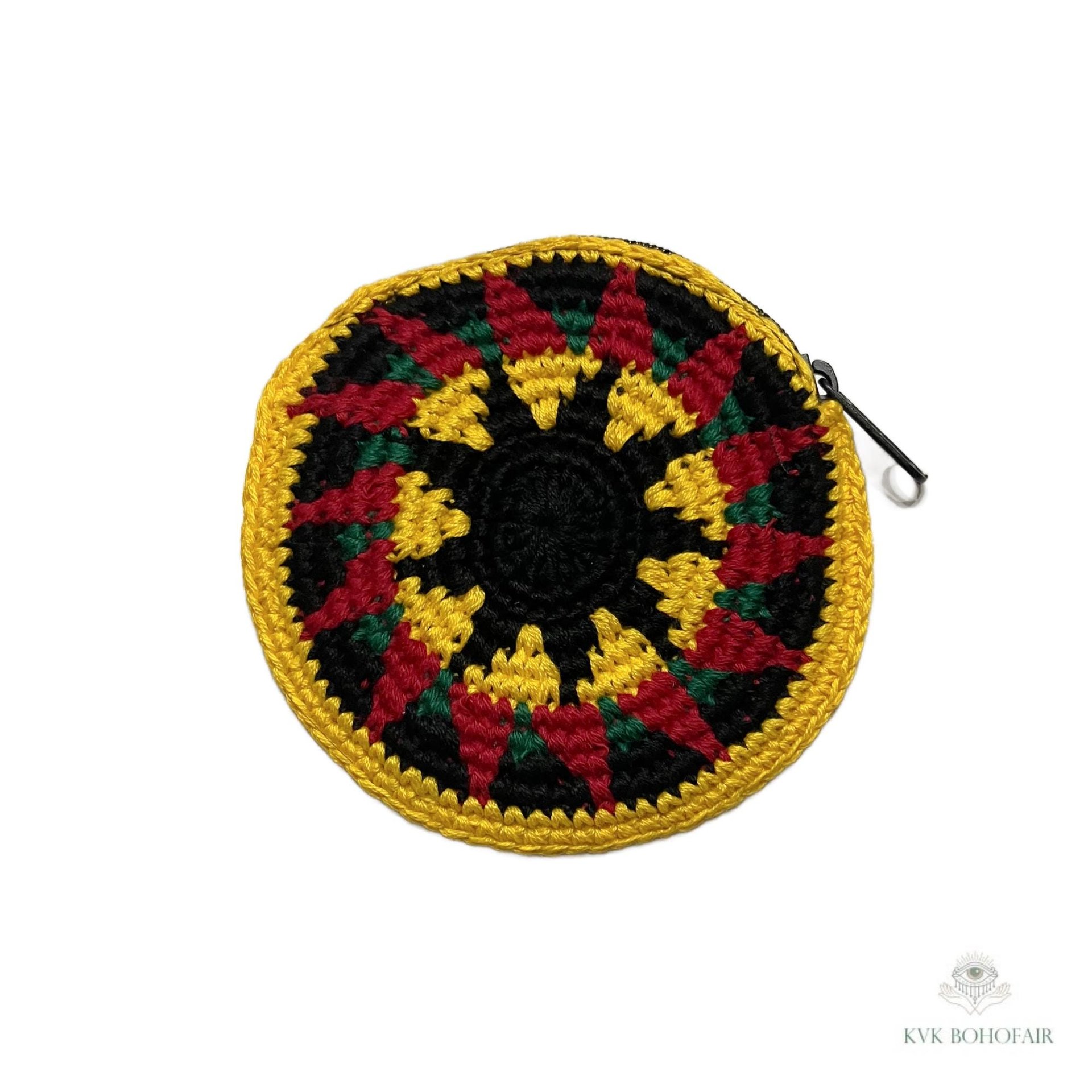 Round Crochet Coin Purse from Guatemala - Colorful Artisan Zipper Pouch
