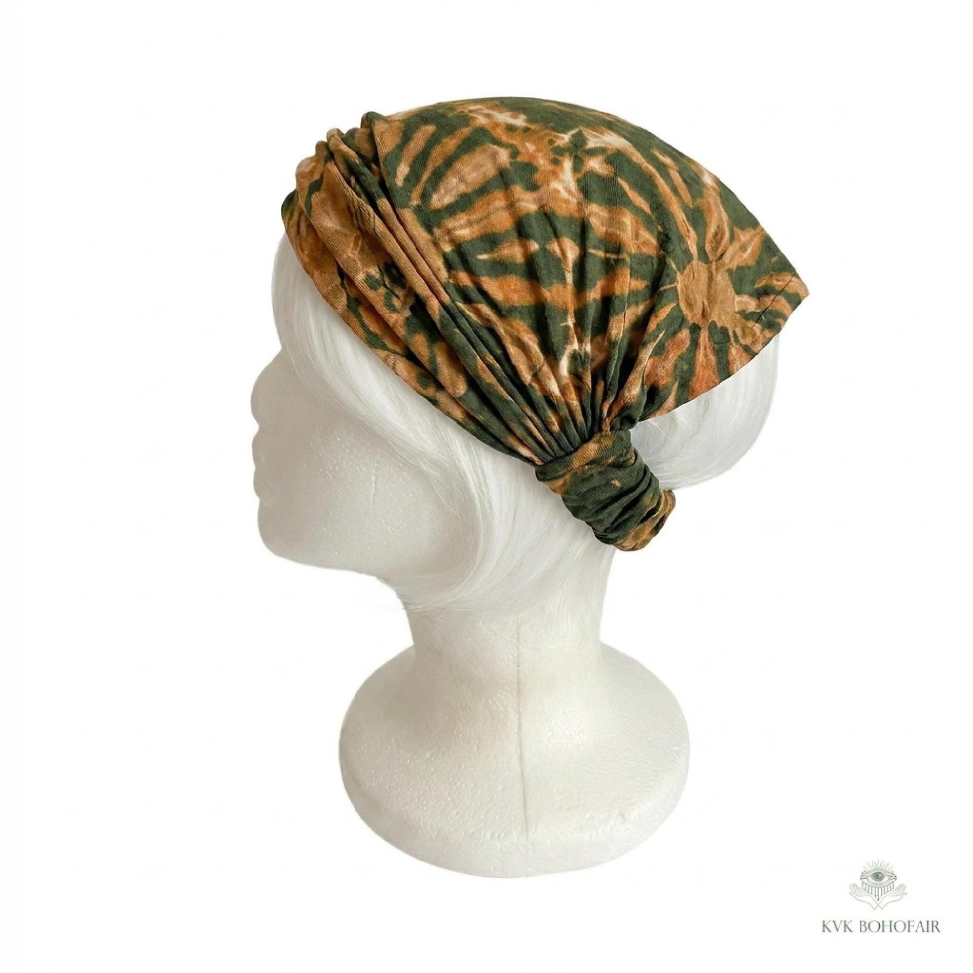Green Tie-Dye Boho Headband -  Stylish Bohemian Headwrap, Headbands for Women