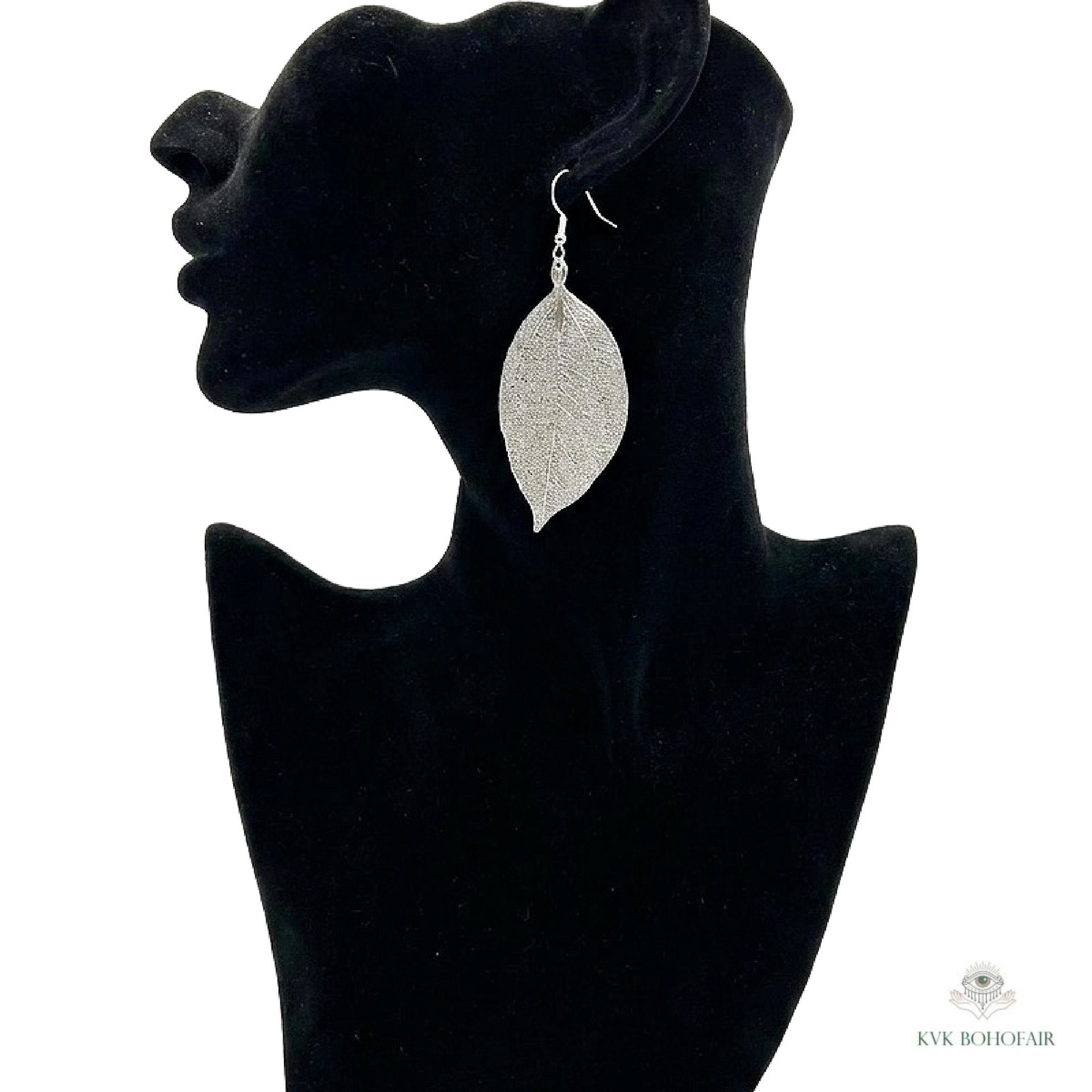 Handcrafted Silver Leaf Earrings - Sterling Silver Wire Botanical Jewelry