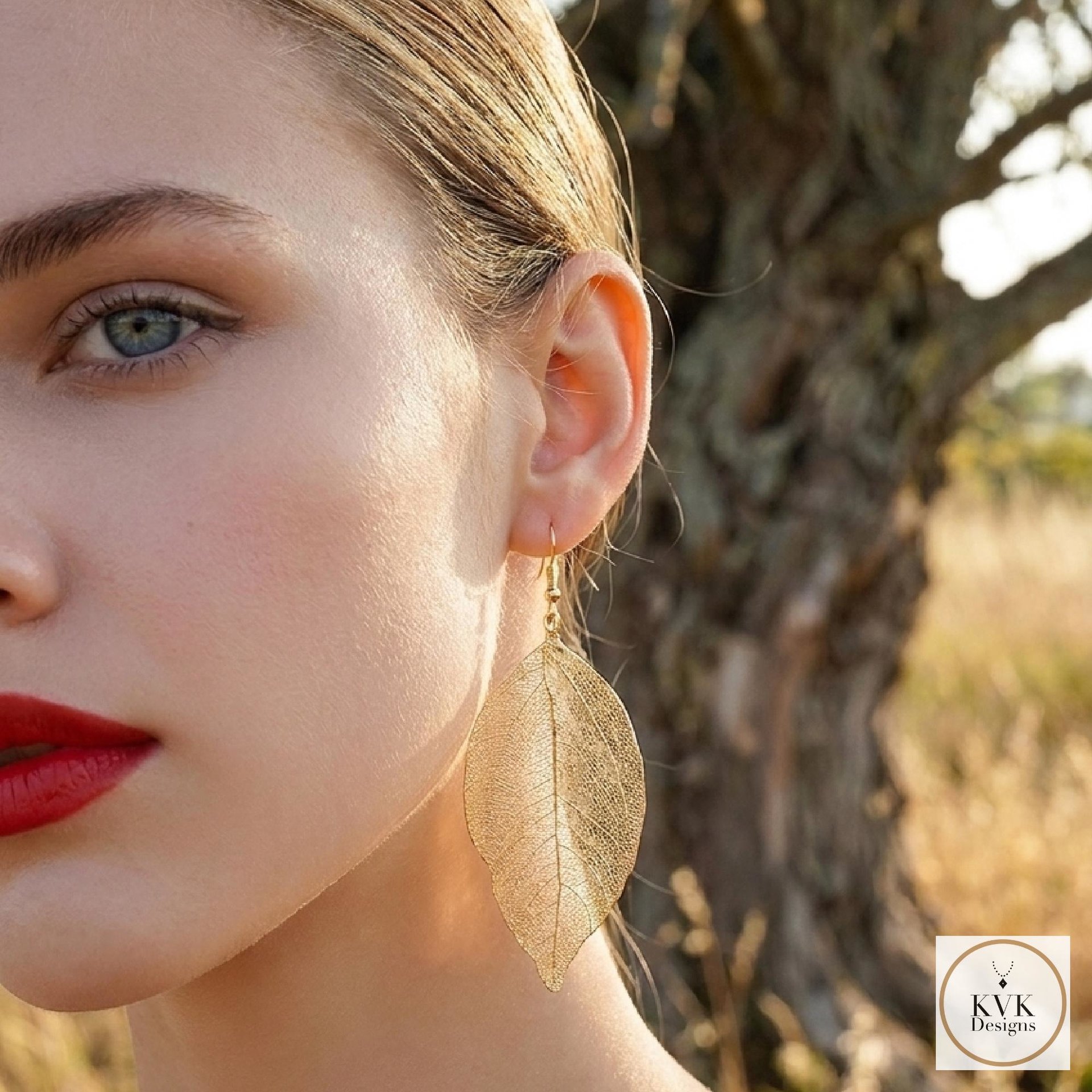 Handcrafted Gold Leaf Earrings, Elegant Botanical Dangles, Delicate Nature Jewelry Drops