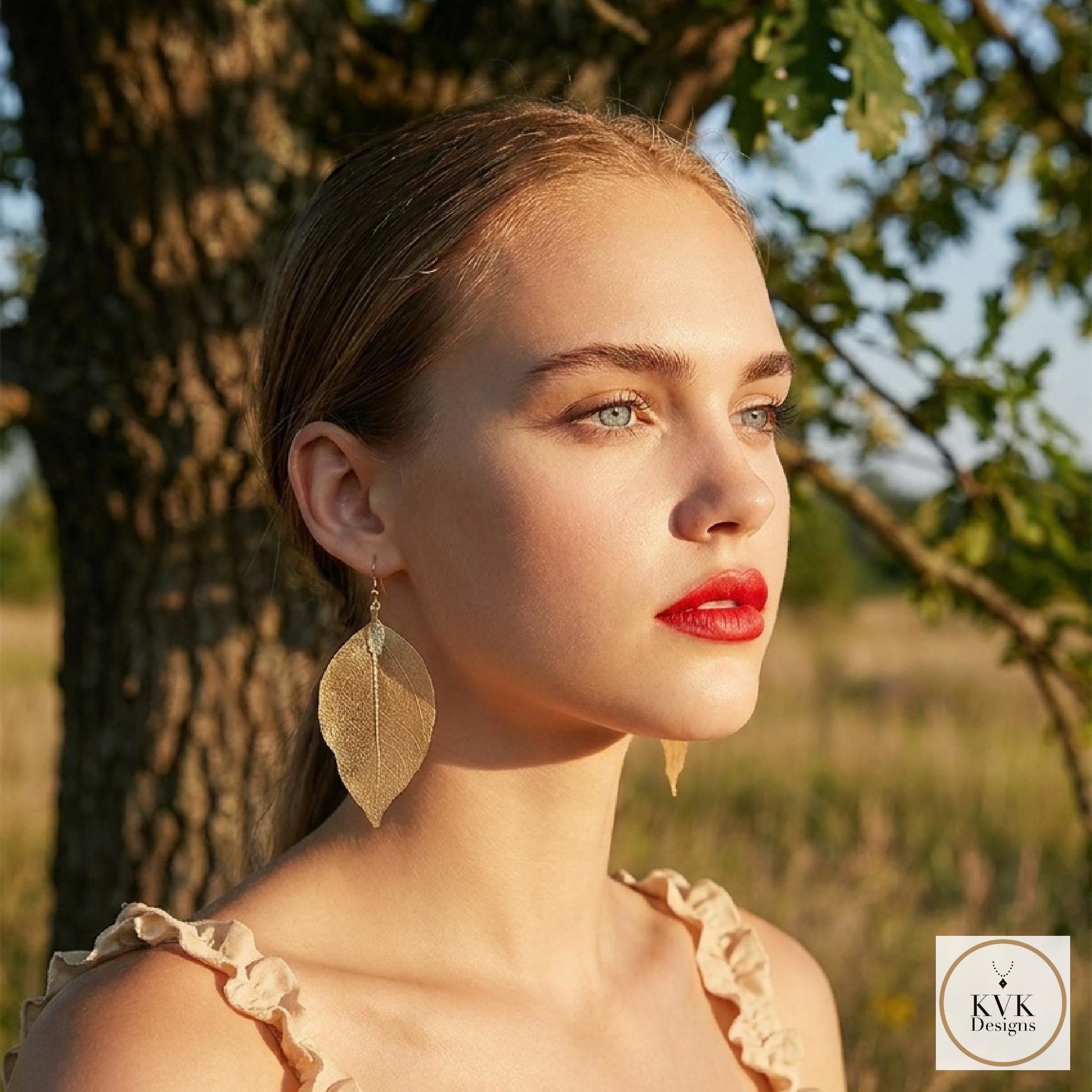 Handcrafted Gold Leaf Earrings, Elegant Botanical Dangles, Delicate Nature Jewelry Drops