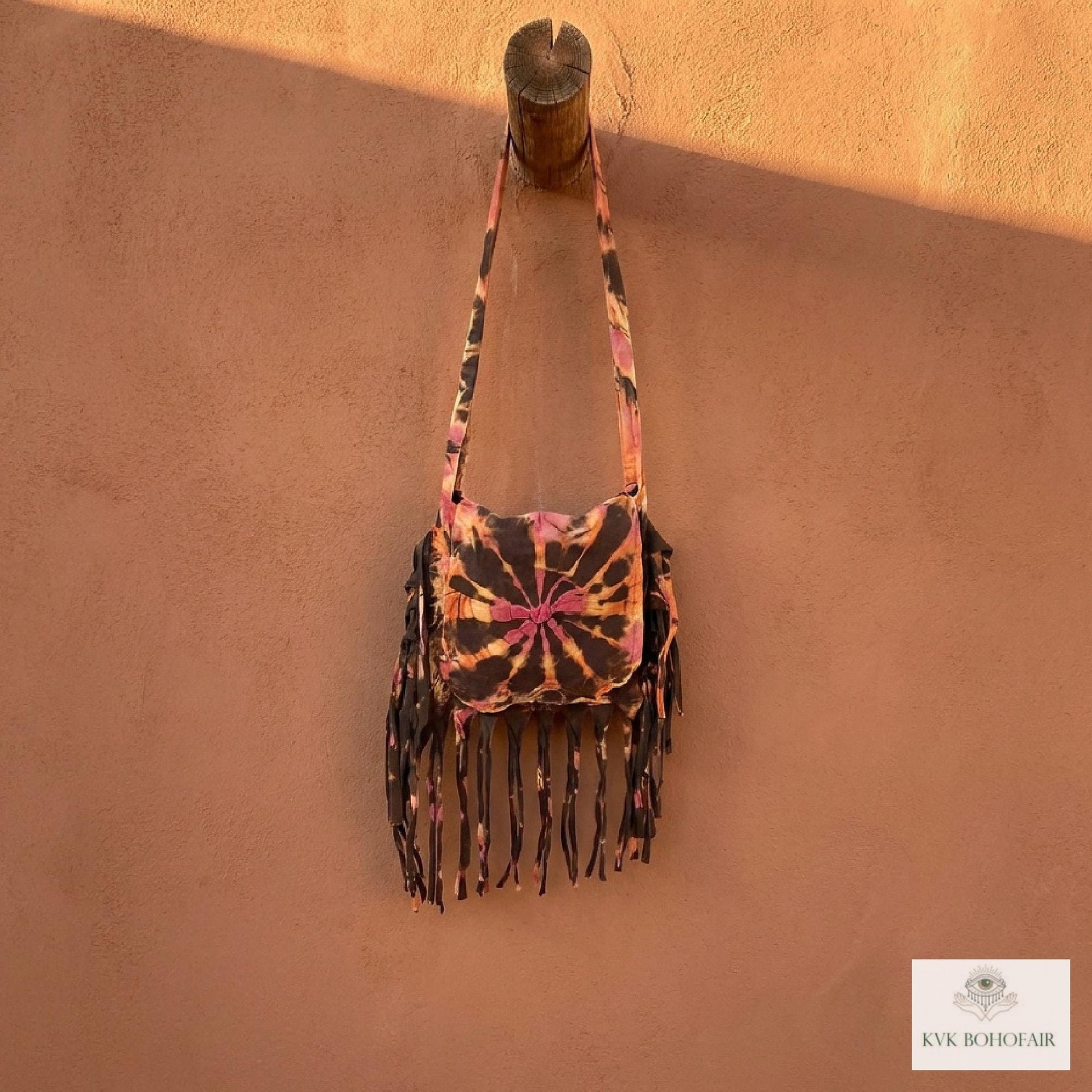 Handcrafted Tie Dye Fringe Bag - Bohemian Festival Crossbody Purse