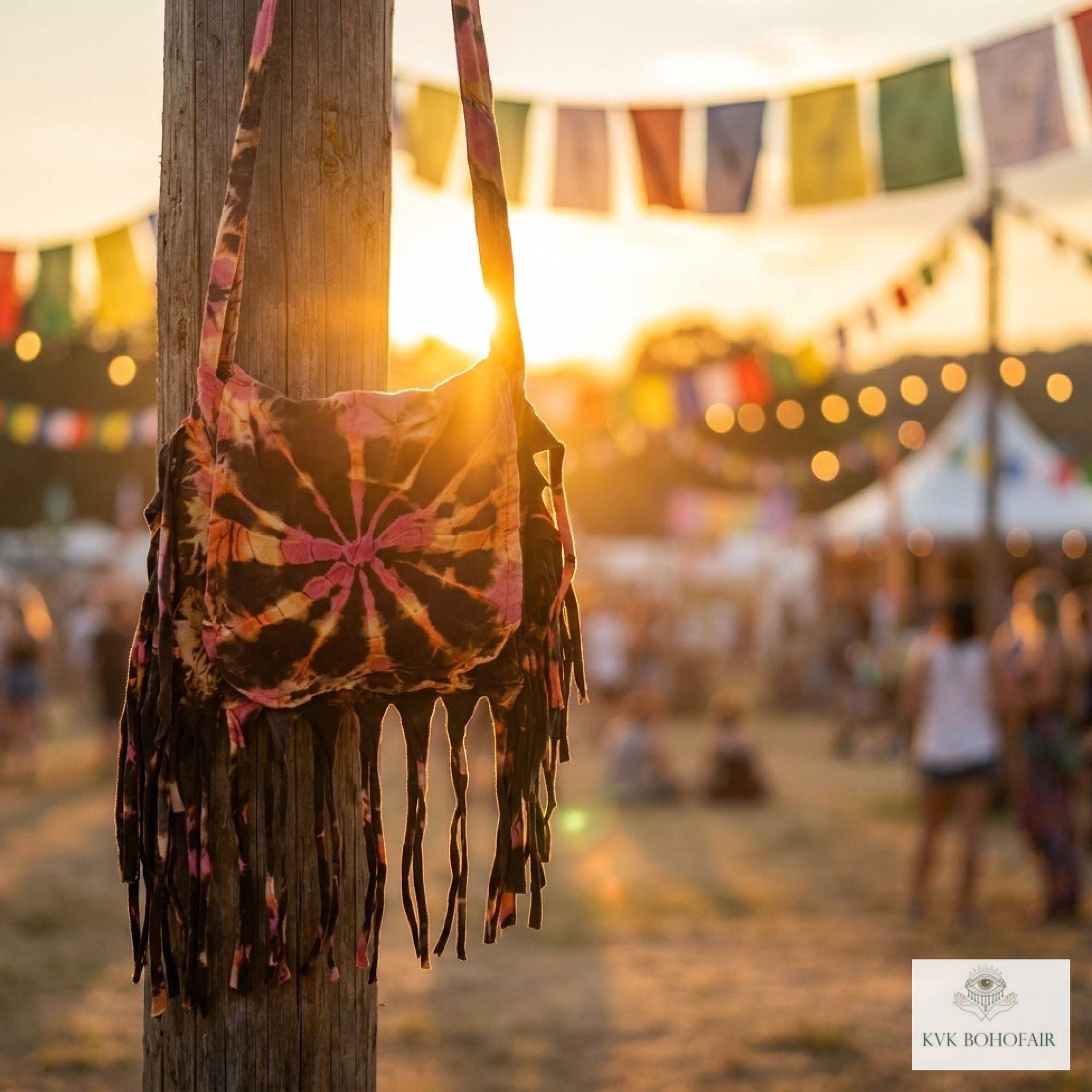 Handcrafted Tie Dye Fringe Bag - Bohemian Festival Crossbody Purse