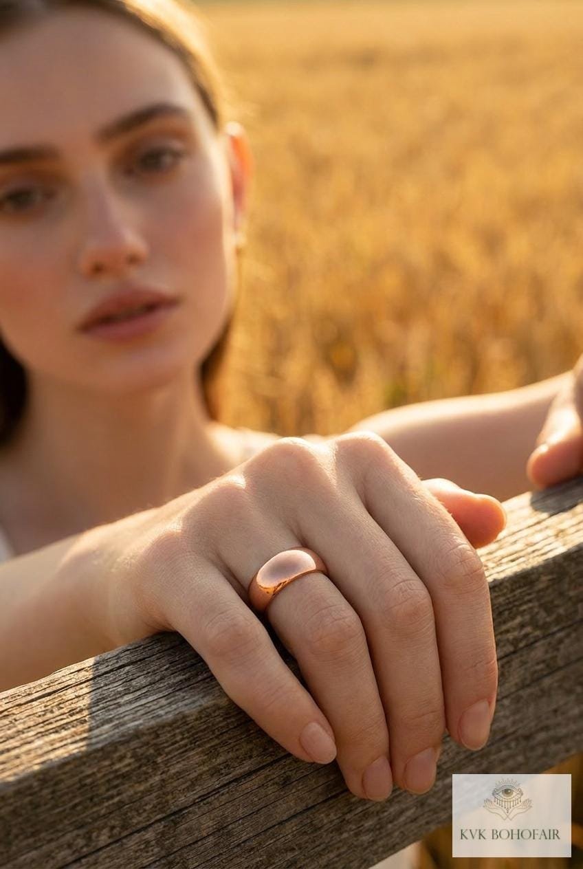 Handmade 6mm Copper Dome Band Ring - Unique Boho Style Jewelry