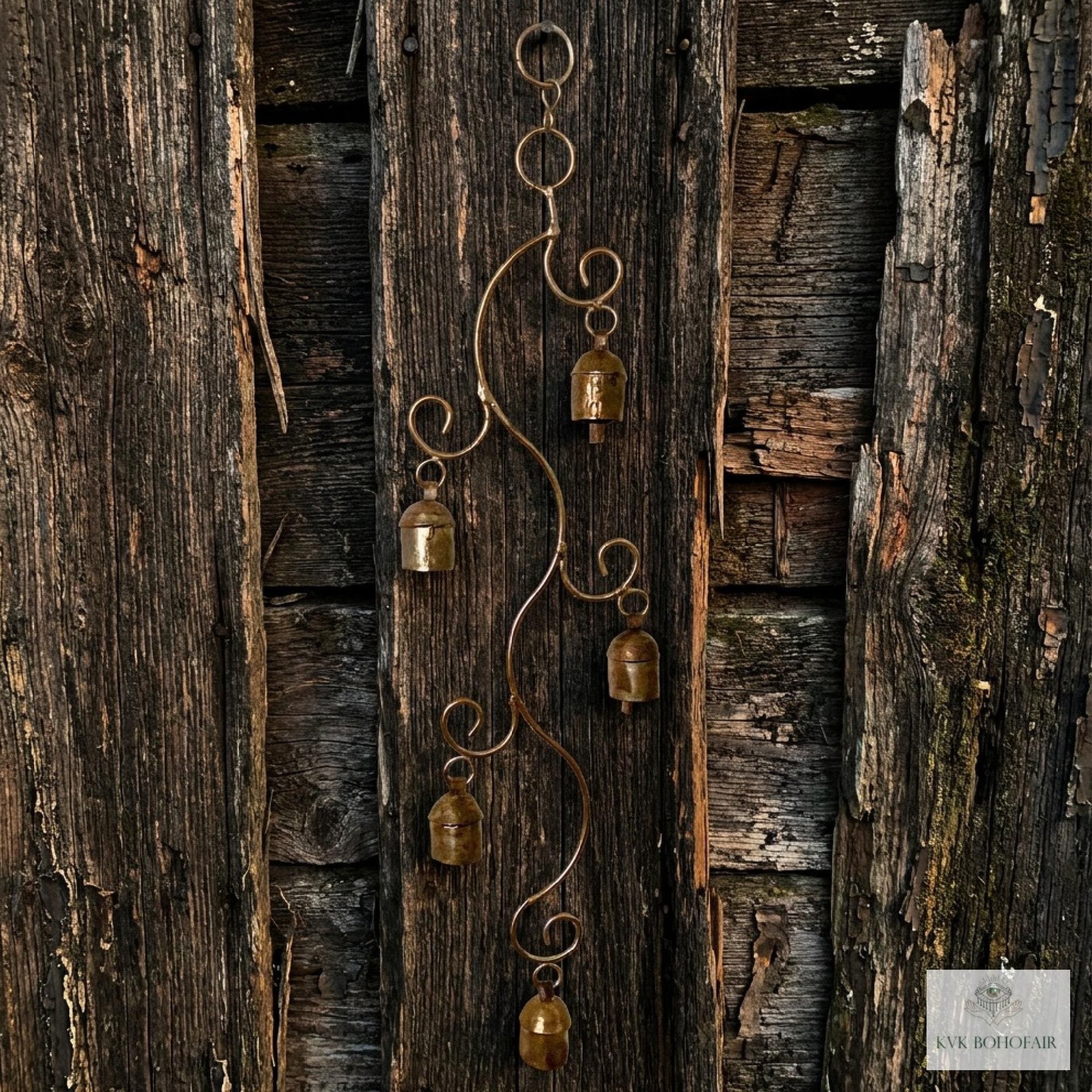Handmade Swirl Wind Chime - Long Cascading Garden Bells