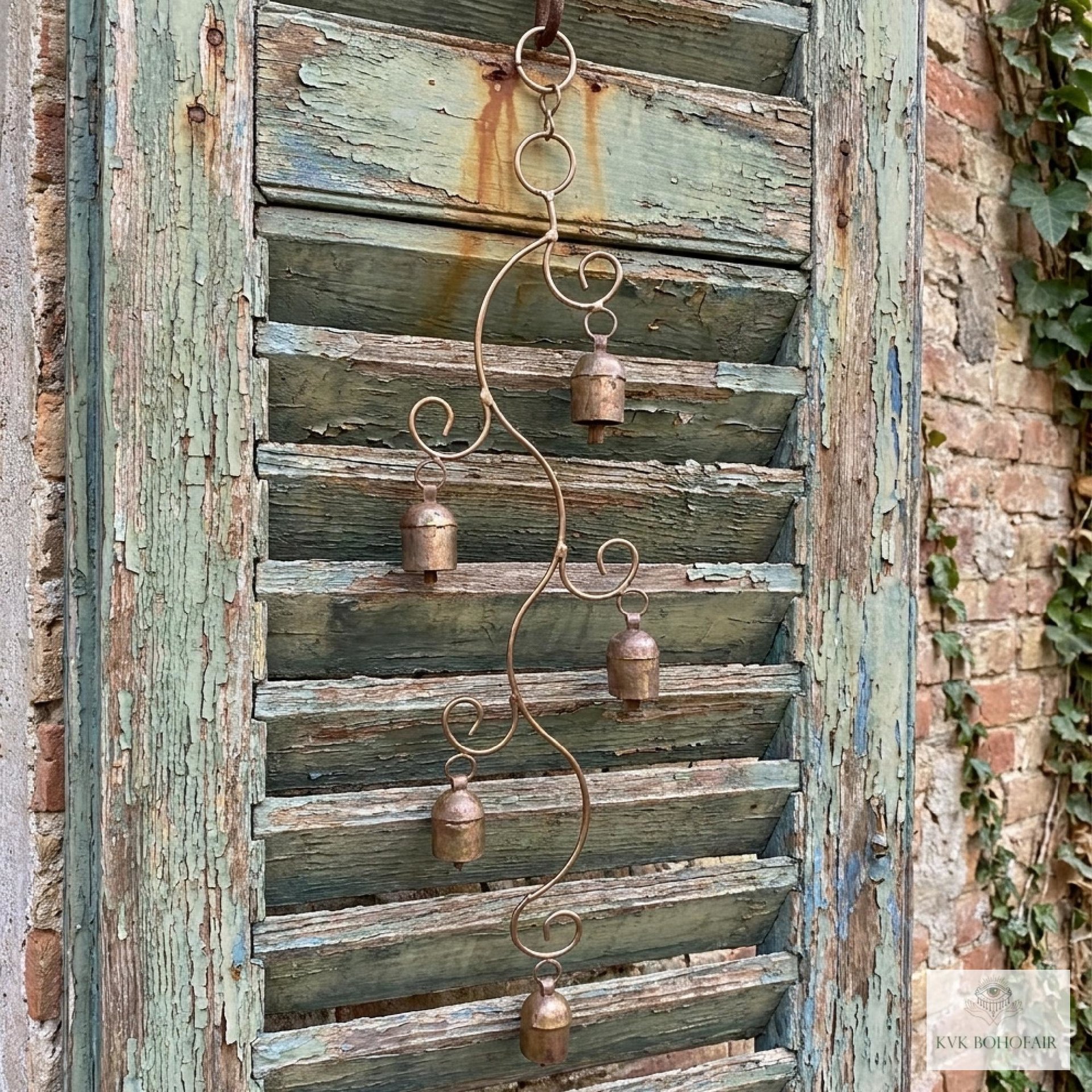 Handmade Swirl Wind Chime - Long Cascading Garden Bells