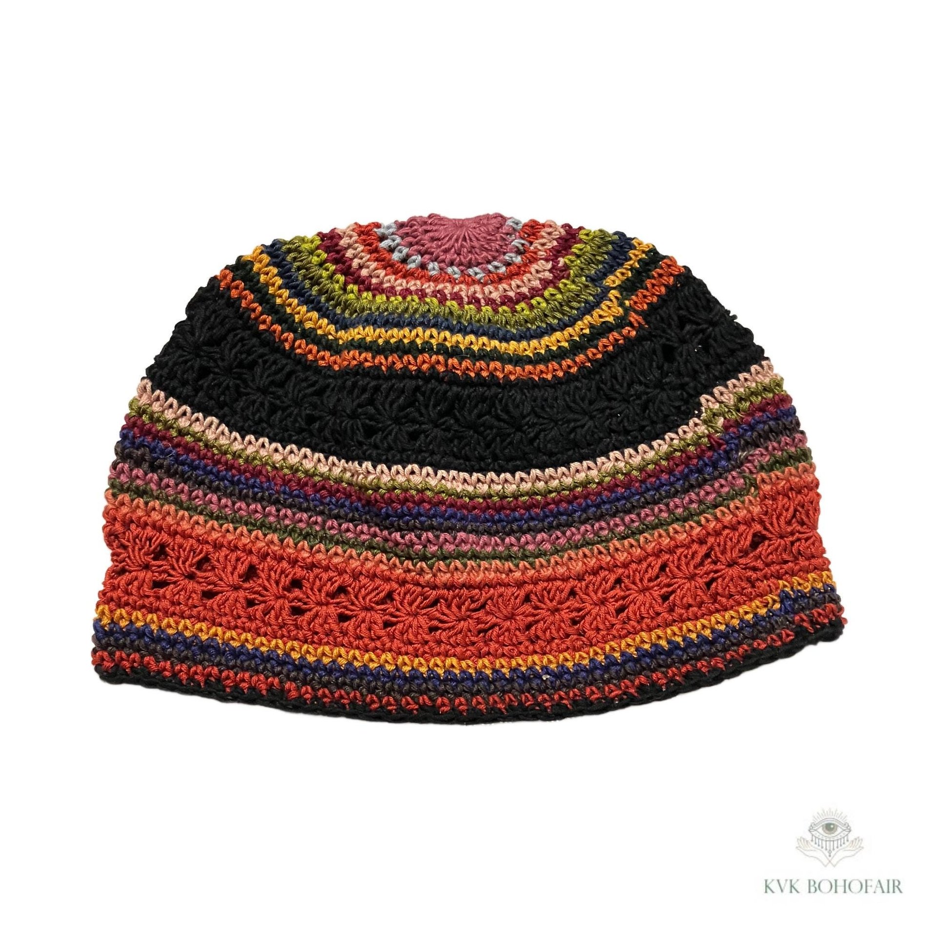 Striped Kufi Skull Cap - Crocheted Beanie Hat, Ethically sourced
