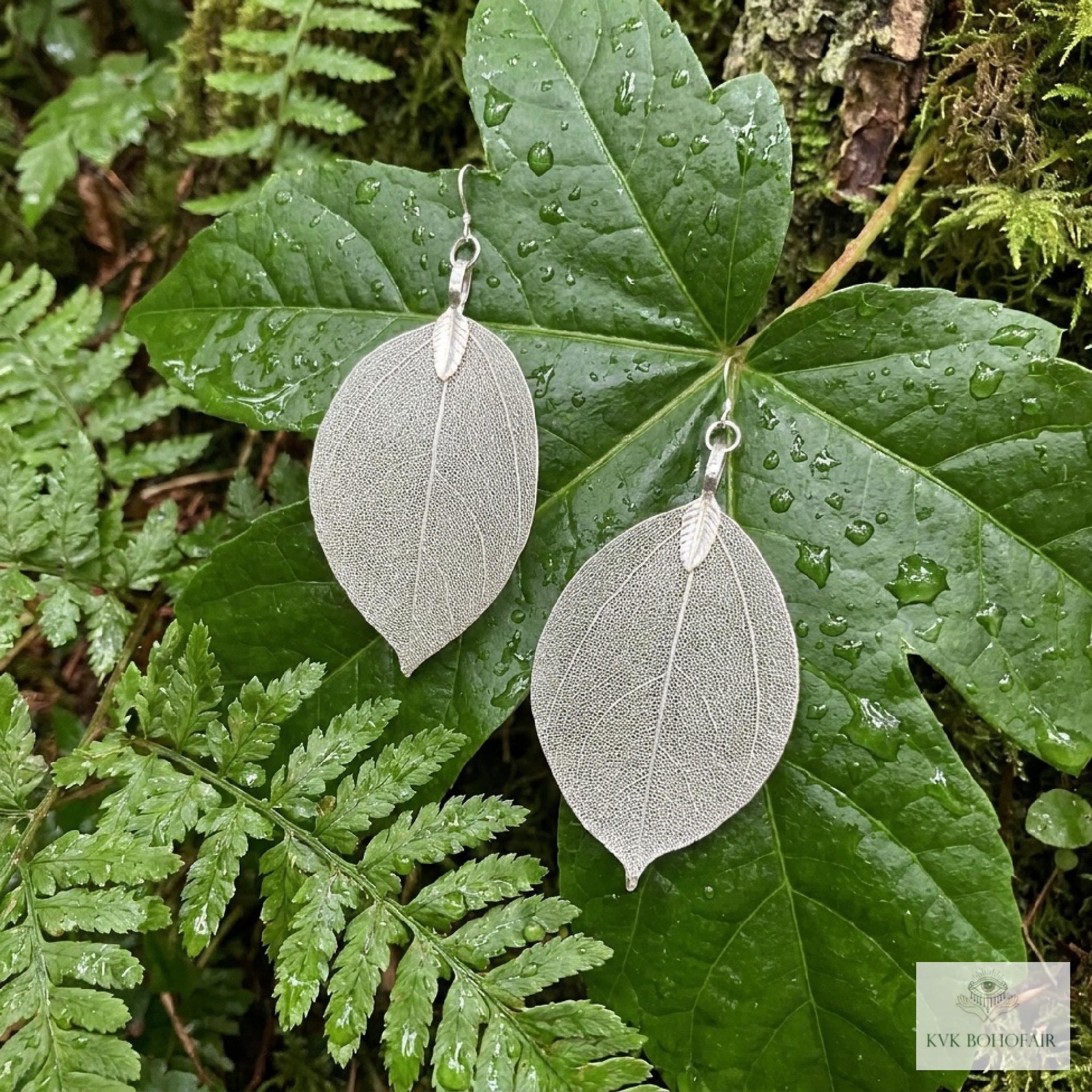 Handcrafted Silver Leaf Earrings - Sterling Silver Wire Botanical Jewelry