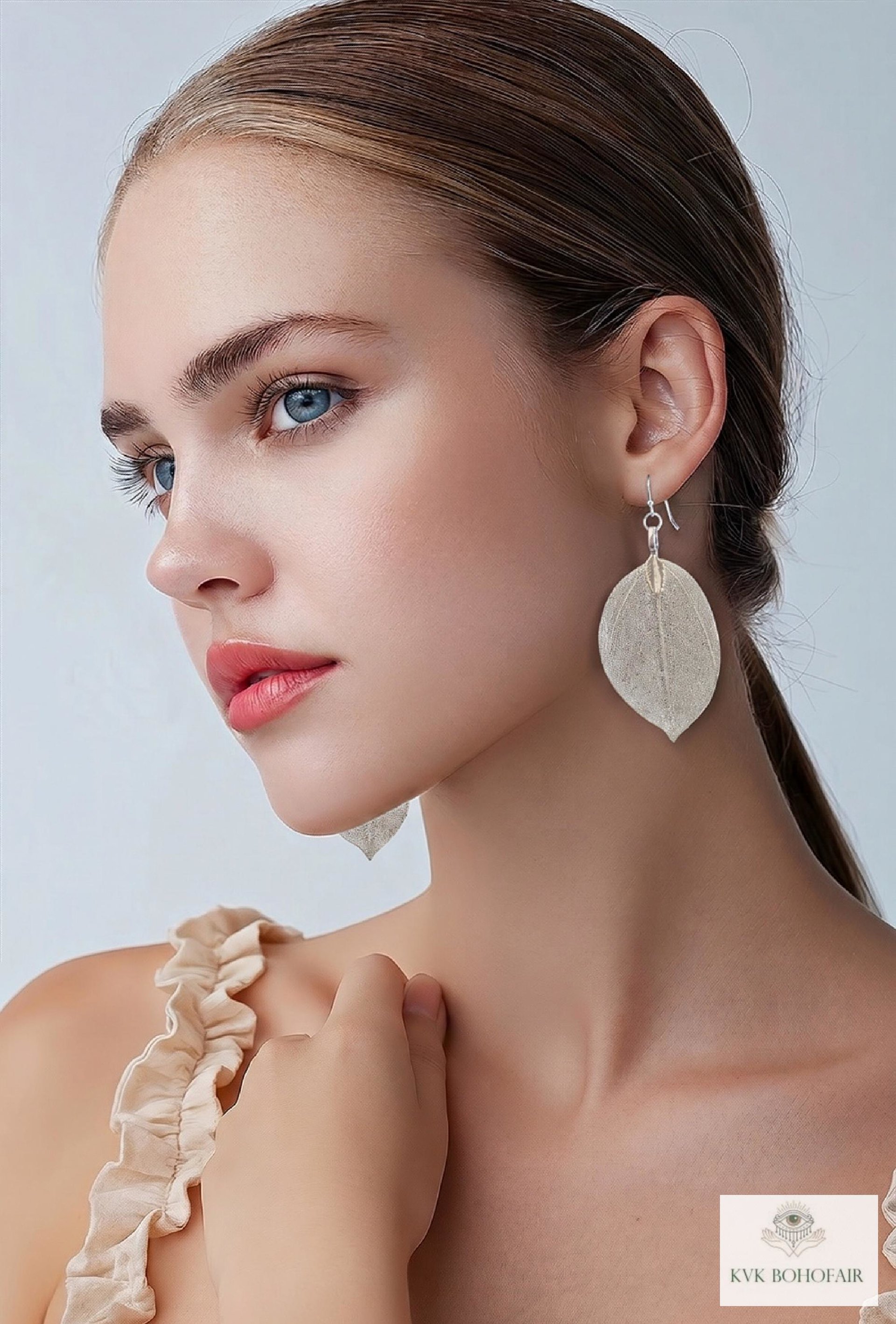 Handcrafted Silver Leaf Earrings - Sterling Silver Wire Botanical Jewelry