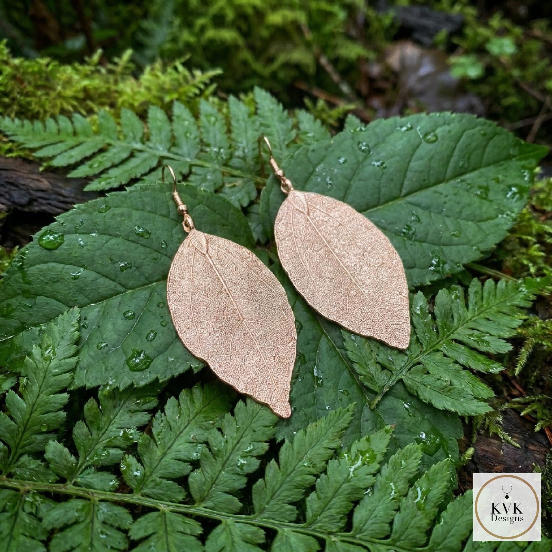 Handcrafted Gold Leaf Earrings, Elegant Botanical Dangles, Delicate Nature Jewelry Drops