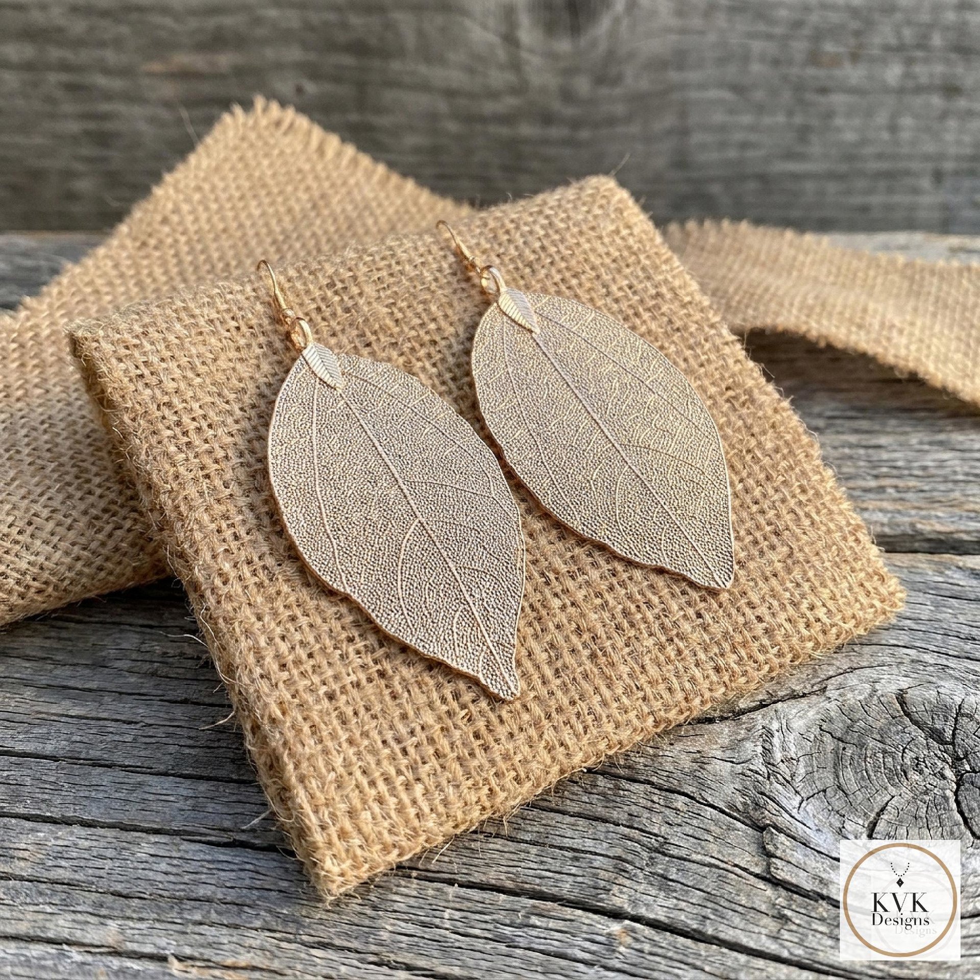 Handcrafted Gold Leaf Earrings, Elegant Botanical Dangles, Delicate Nature Jewelry Drops