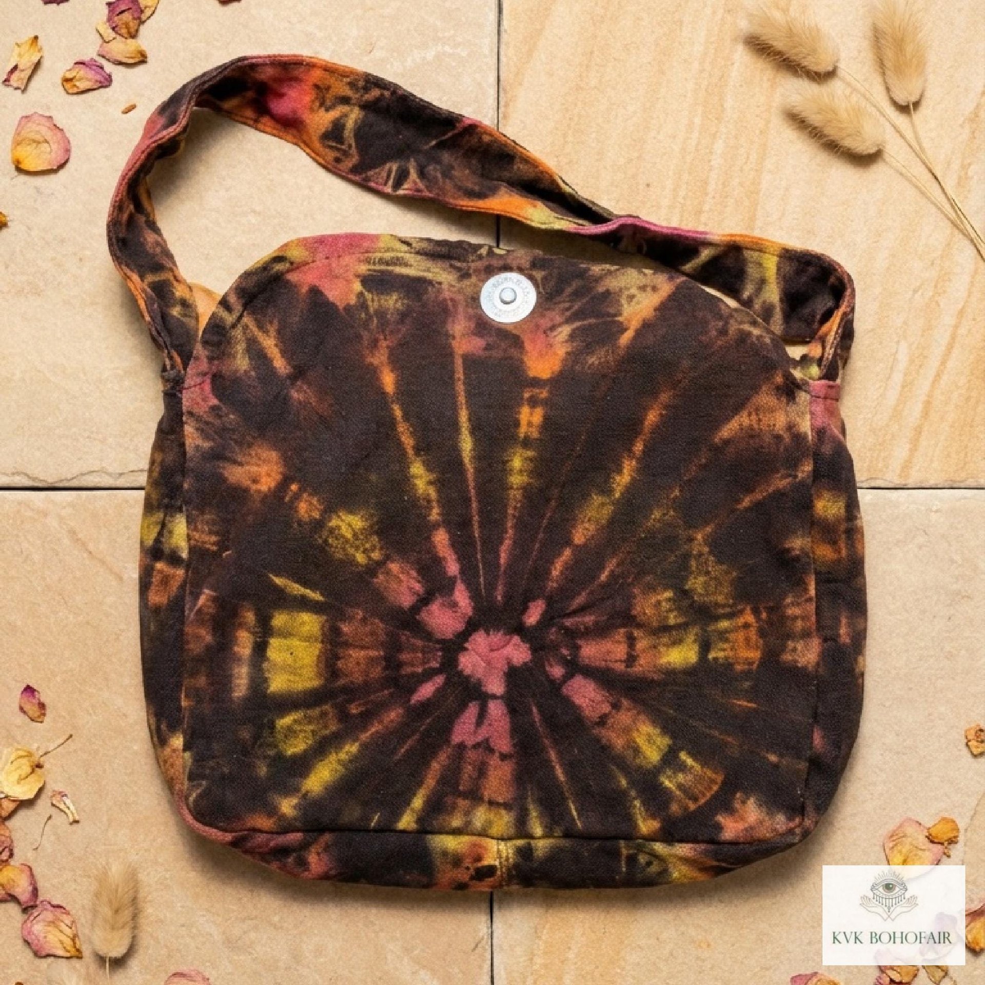 Handcrafted Tie Dye Fringe Bag - Bohemian Festival Crossbody Purse