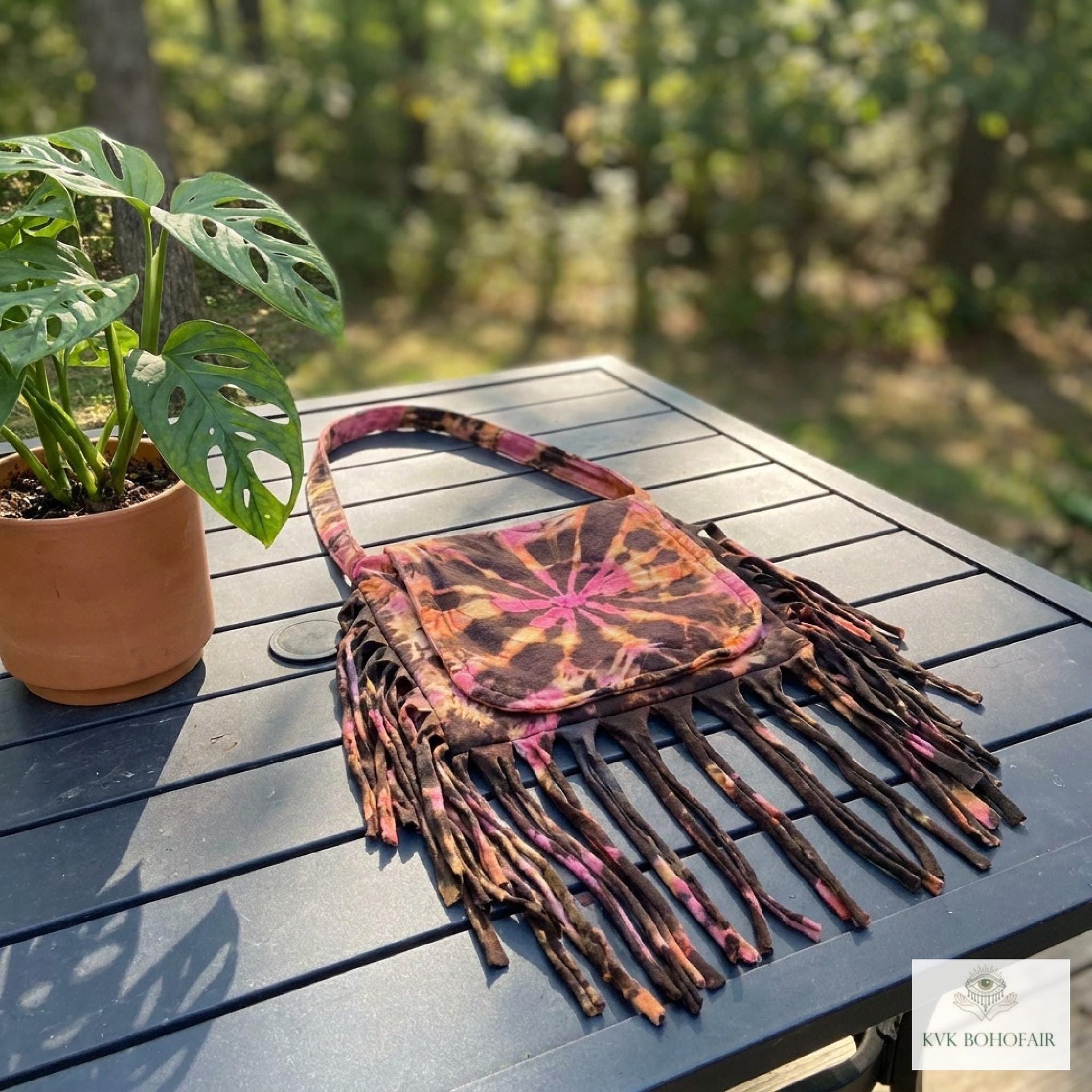 Handcrafted Tie Dye Fringe Bag - Bohemian Festival Crossbody Purse