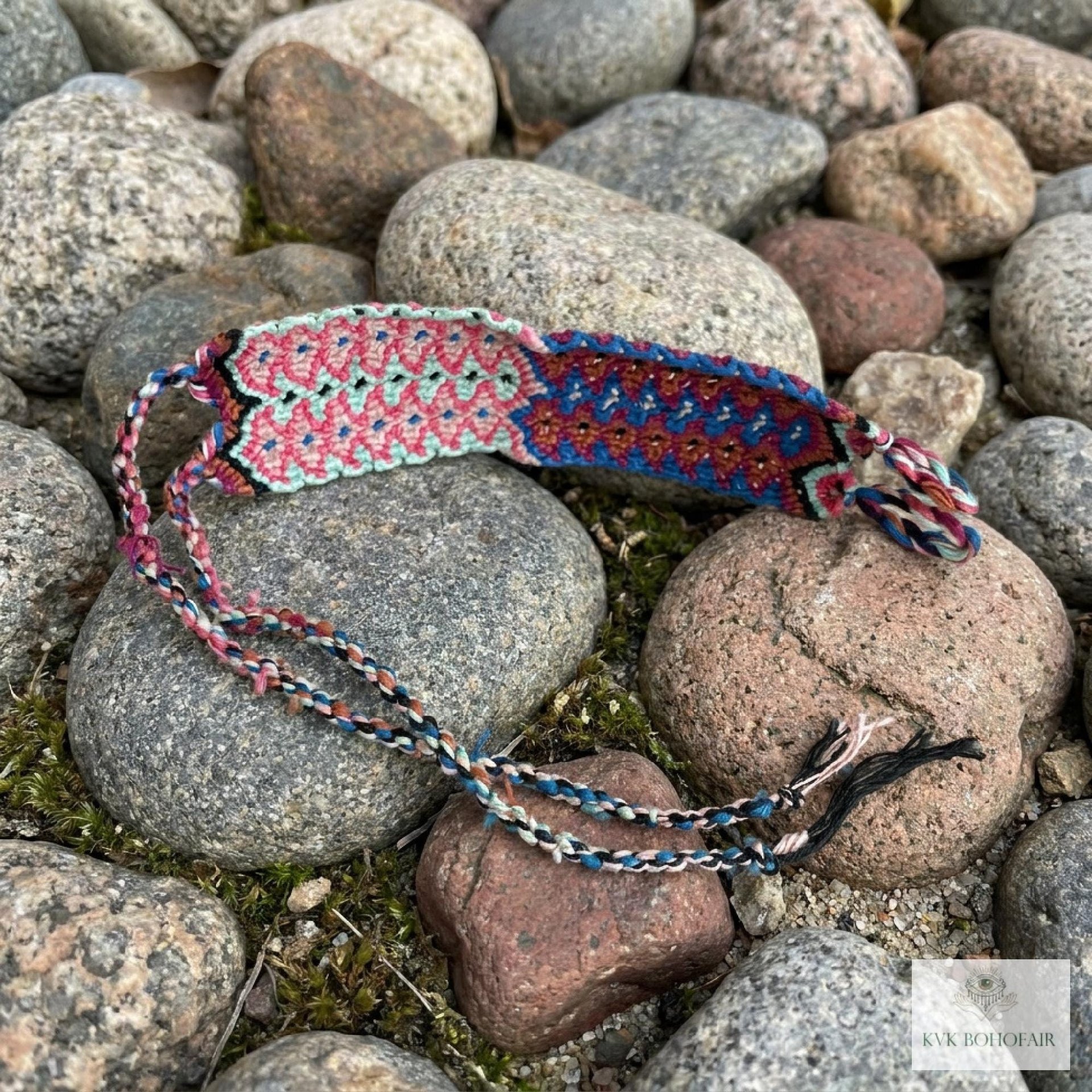 Boho Wide Woven Cotton Cuff Bracelet - Adjustable Fabric Wristband