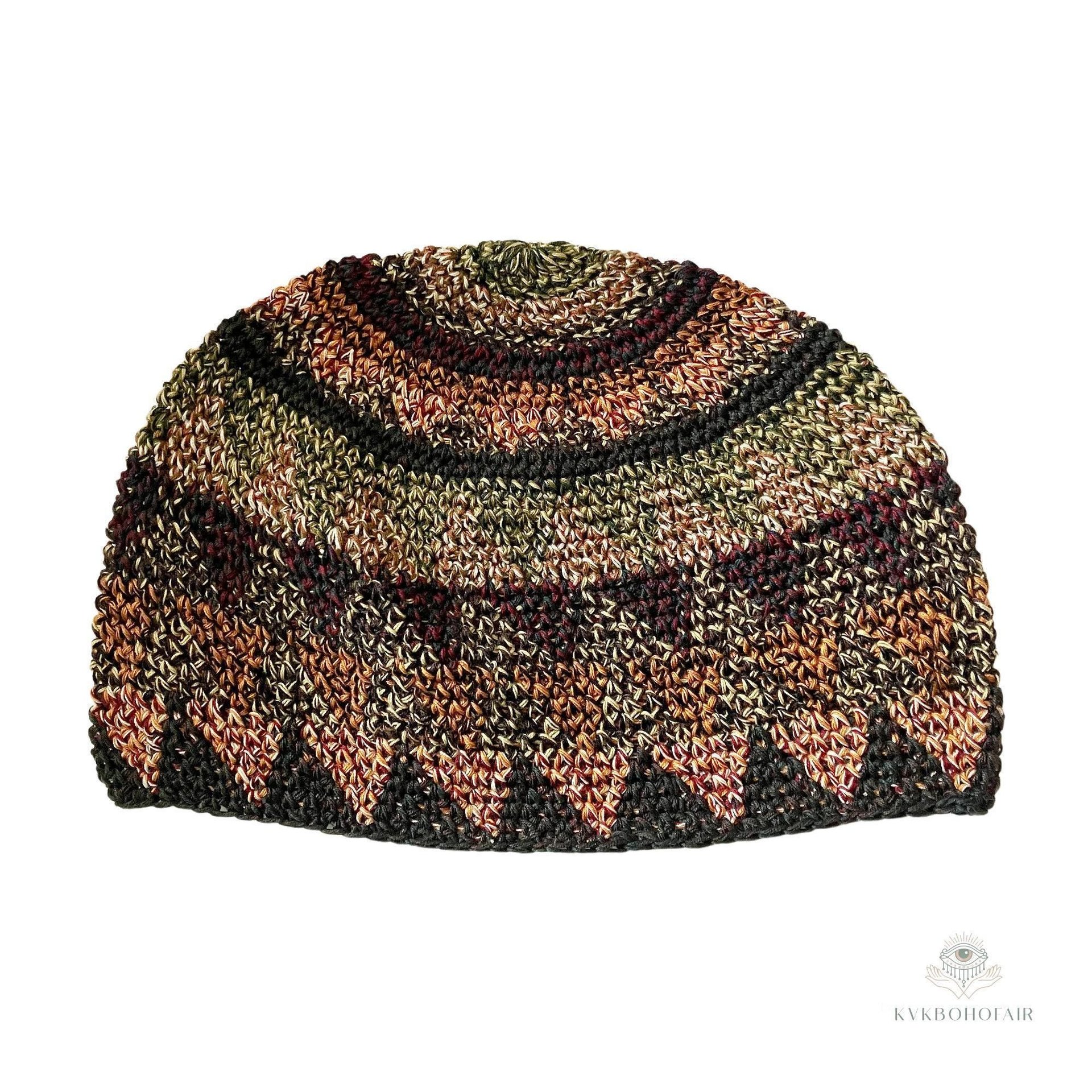 Earth Kufi Skull Cap - Crocheted Beanie Hat, Ethically sourced