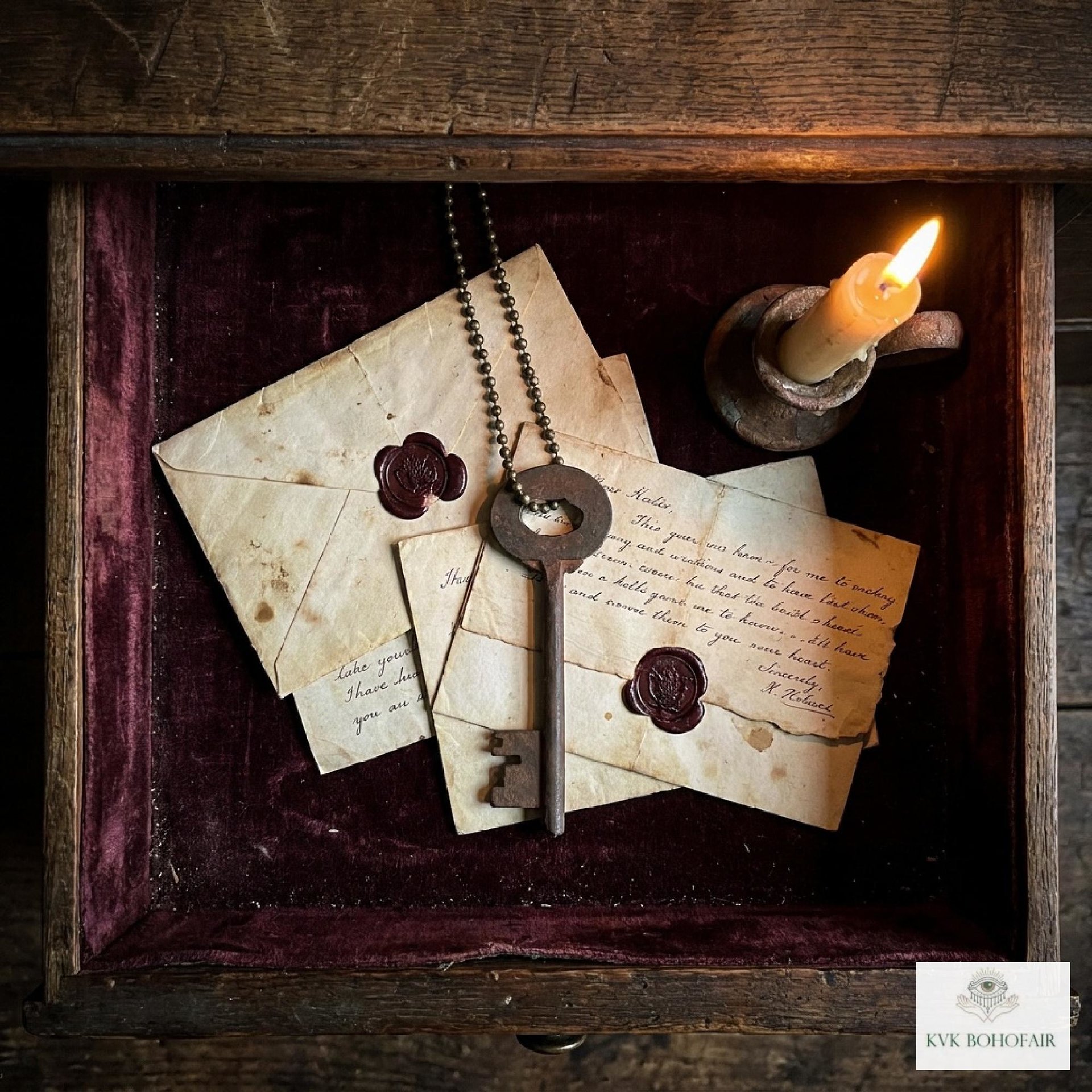Antique Skeleton Key Necklace CLARA, Iron Trunk Pendant, Brass Ball Jewelry