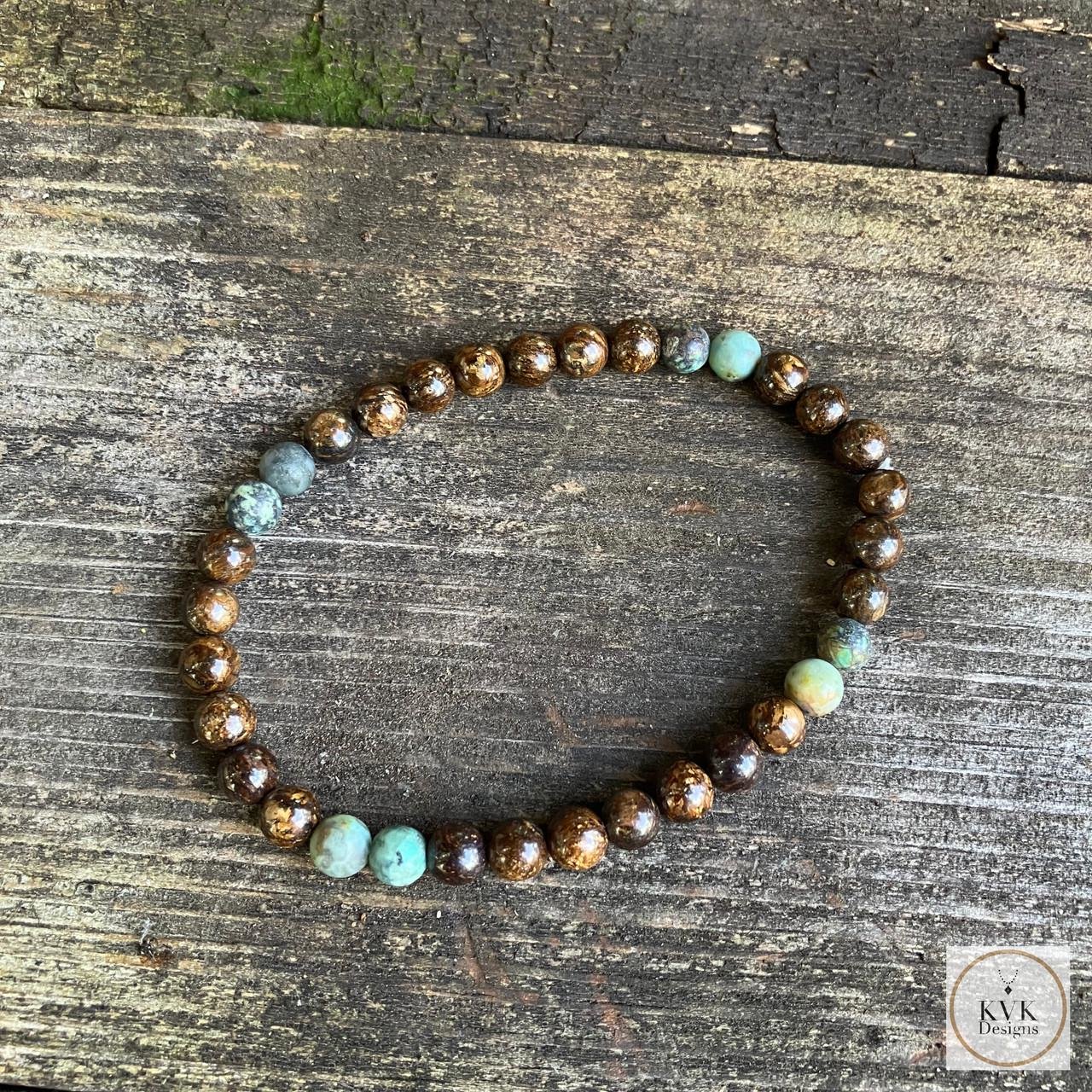 Men's Jasper and Turquoise Stretch Bracelet