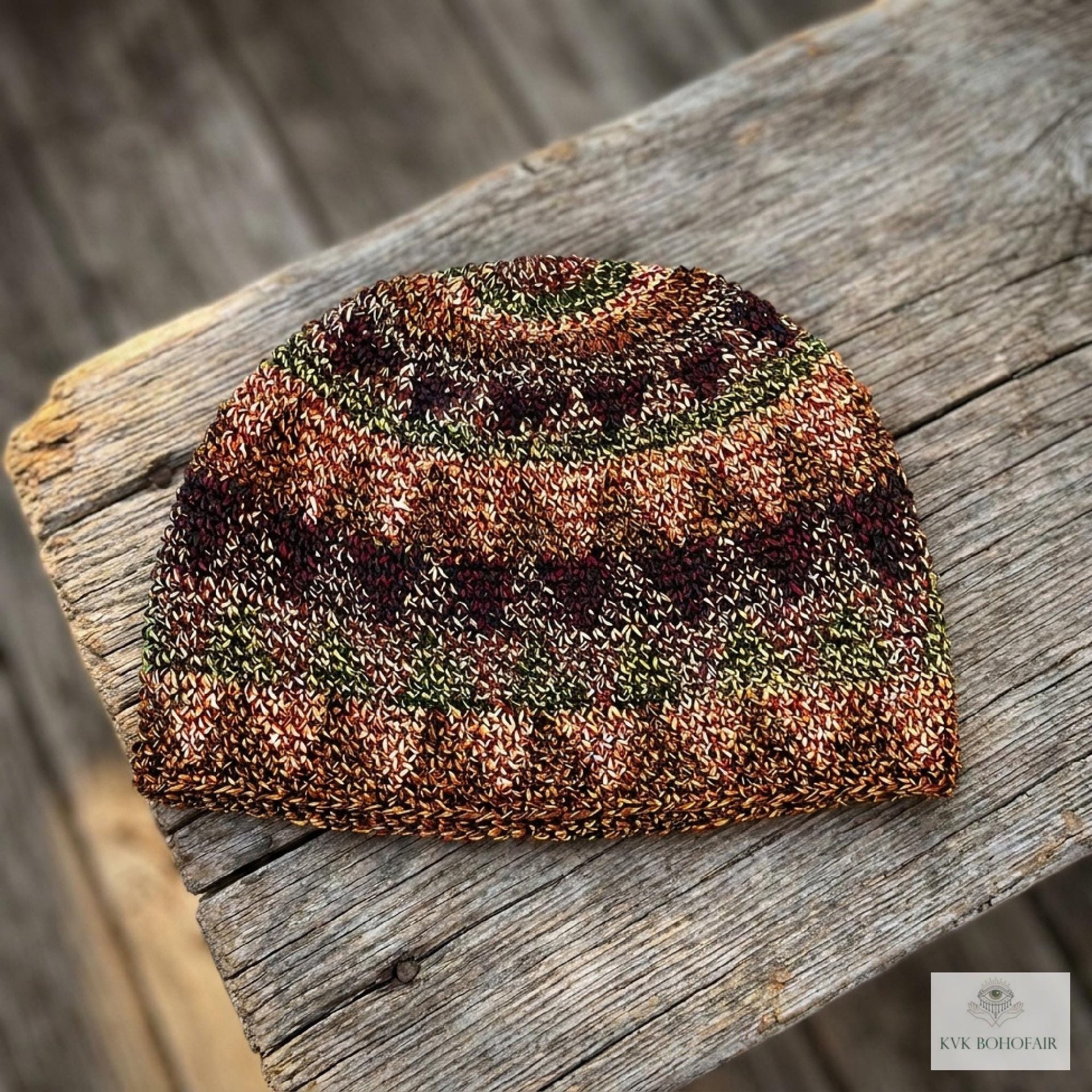 Earth Kufi Skull Cap - Crocheted Beanie Hat, Ethically sourced
