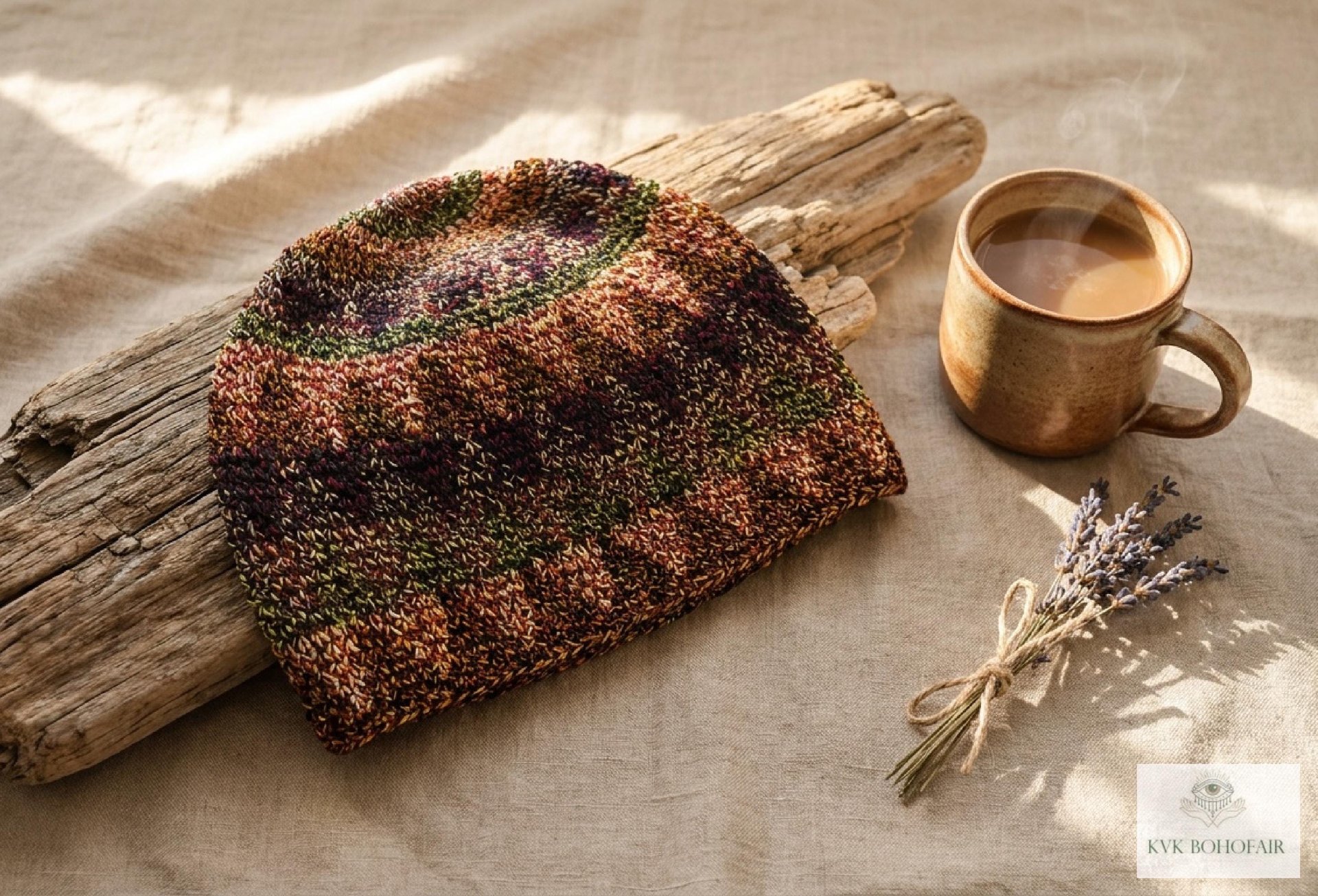 Earth Kufi Skull Cap - Crocheted Beanie Hat, Ethically sourced