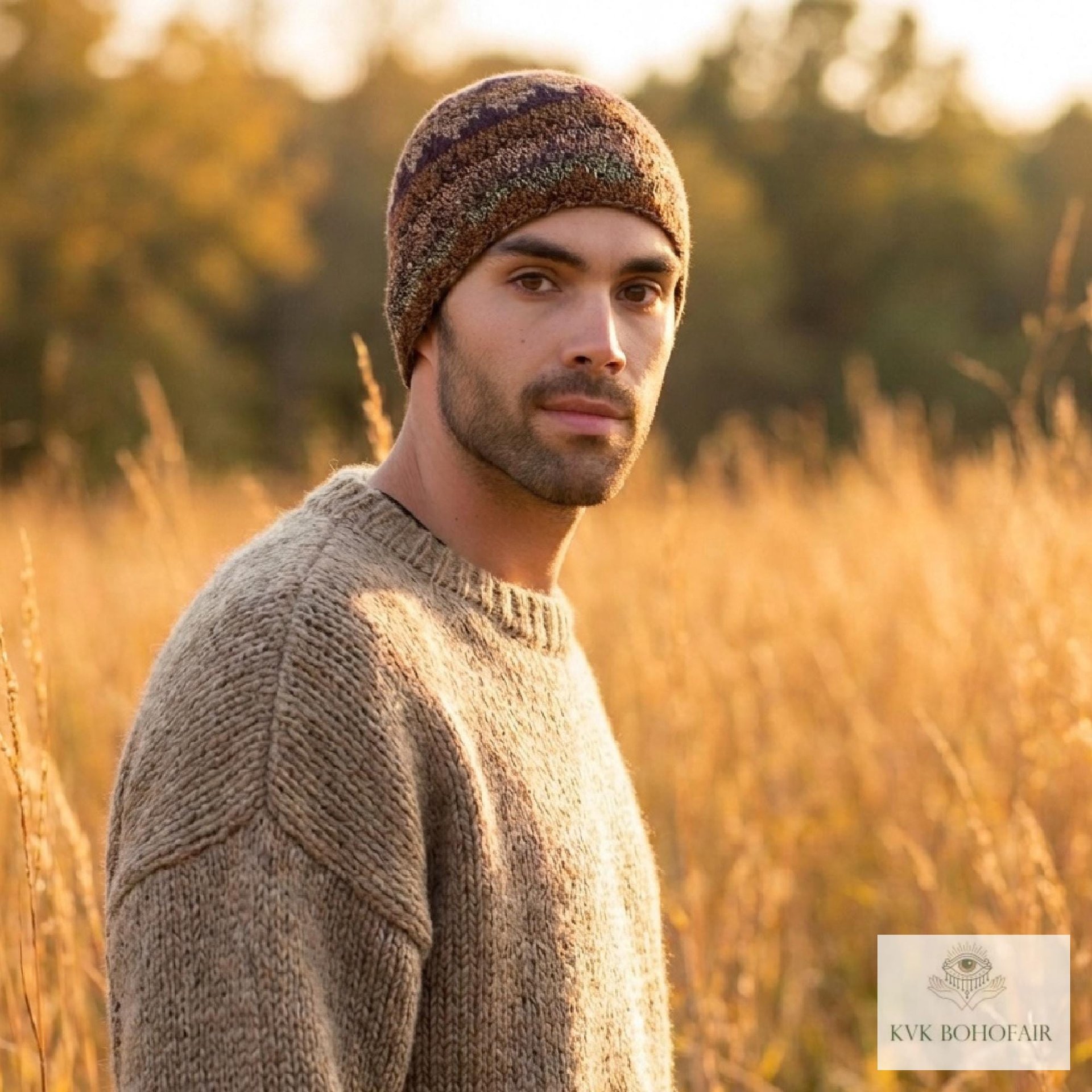 Earth Kufi Skull Cap - Crocheted Beanie Hat, Ethically sourced