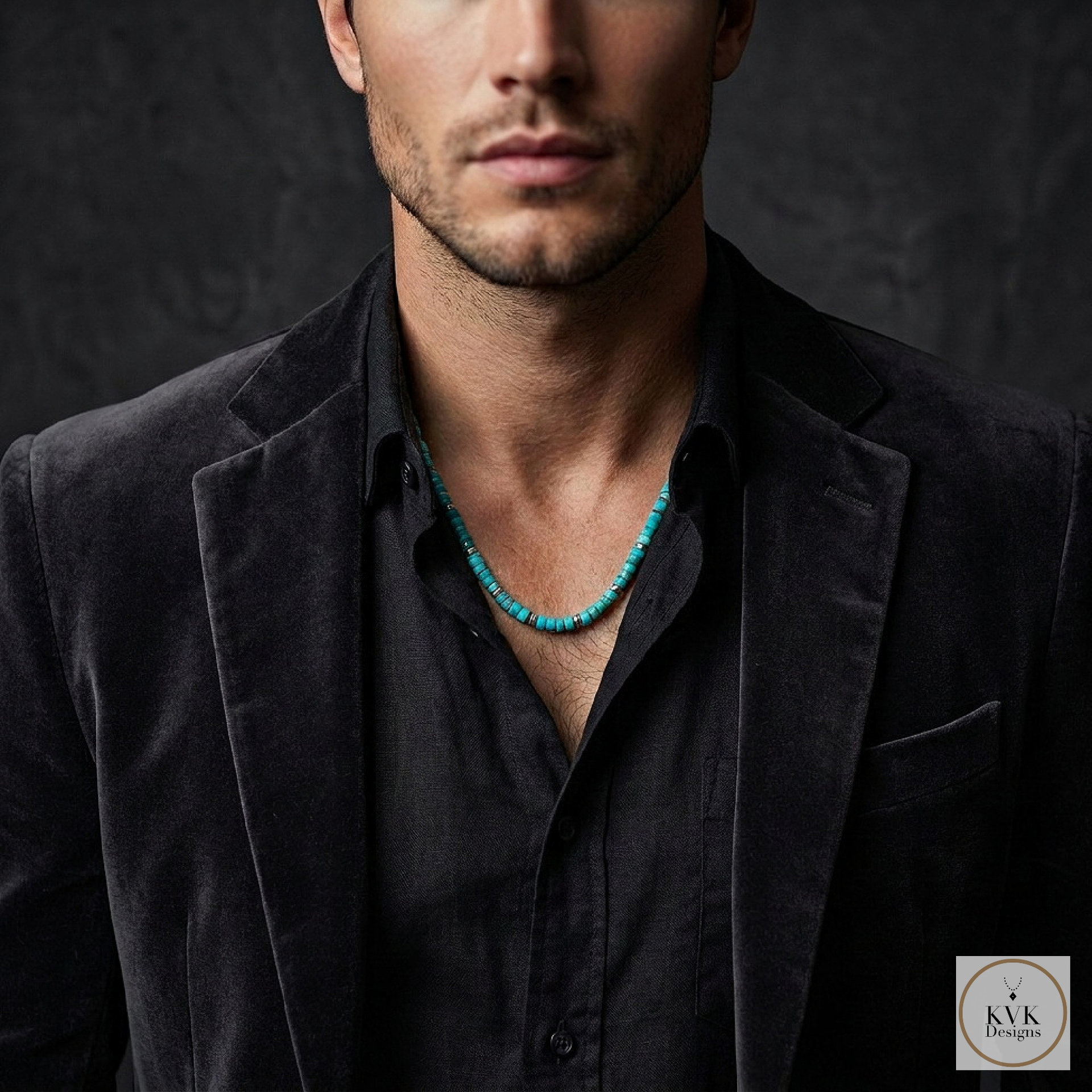 Men's Turquoise Heishi Bead Necklace